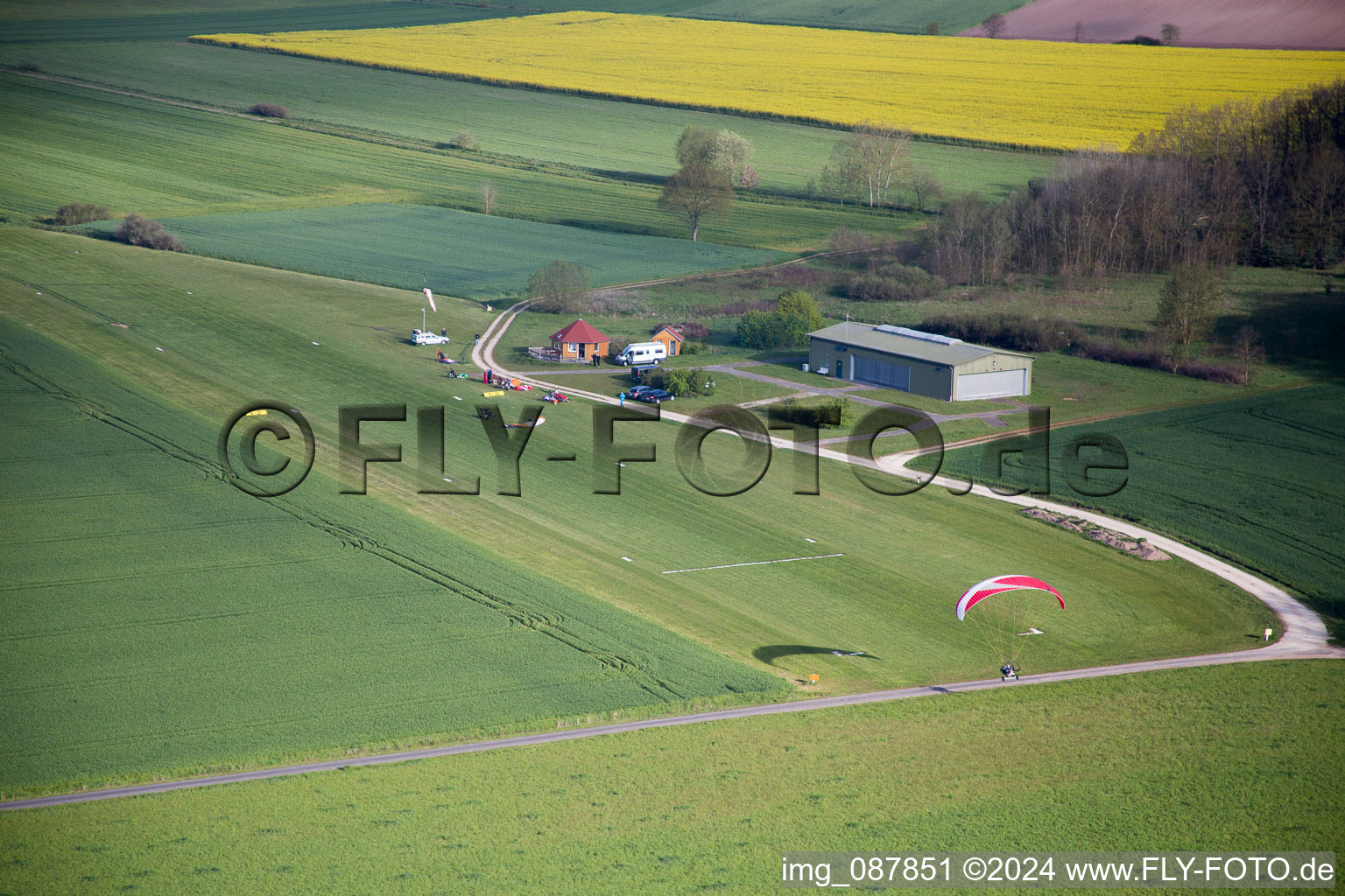 Aerial photograpy of Burgrebach, UL Platz in Burgebrach in the state Bavaria, Germany