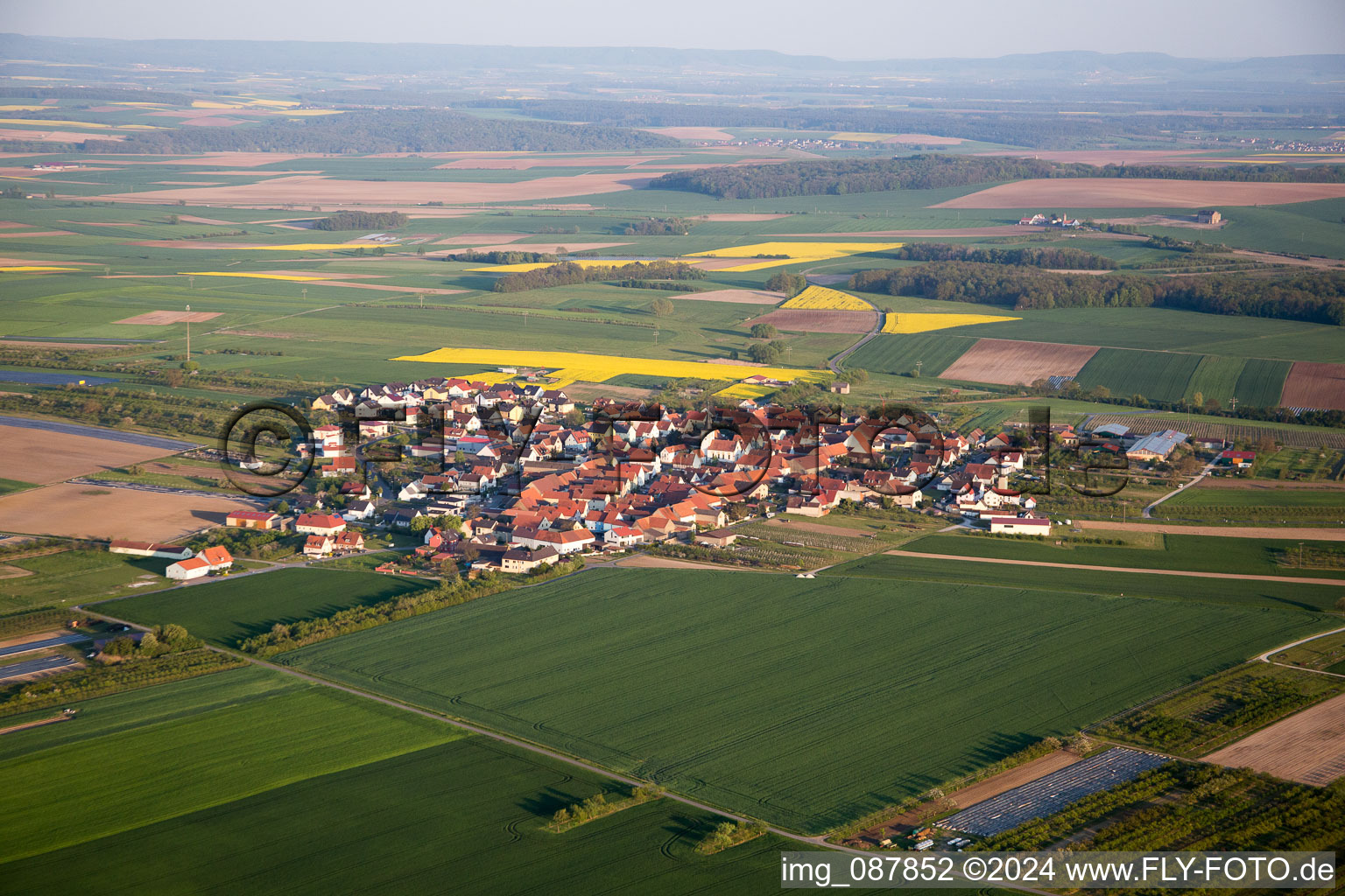 District Lindach in Kolitzheim in the state Bavaria, Germany from the plane