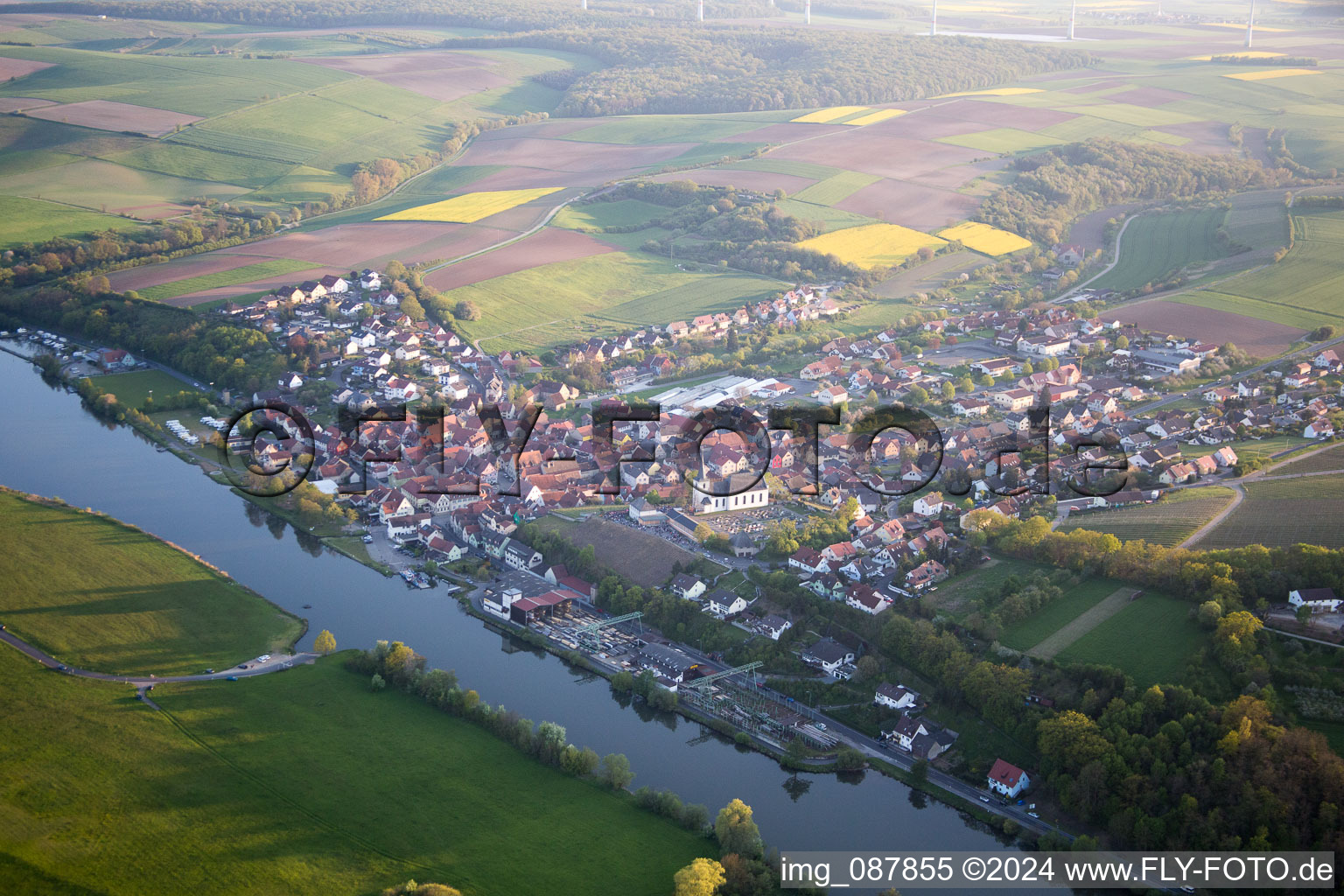 Wipfeld in the state Bavaria, Germany viewn from the air