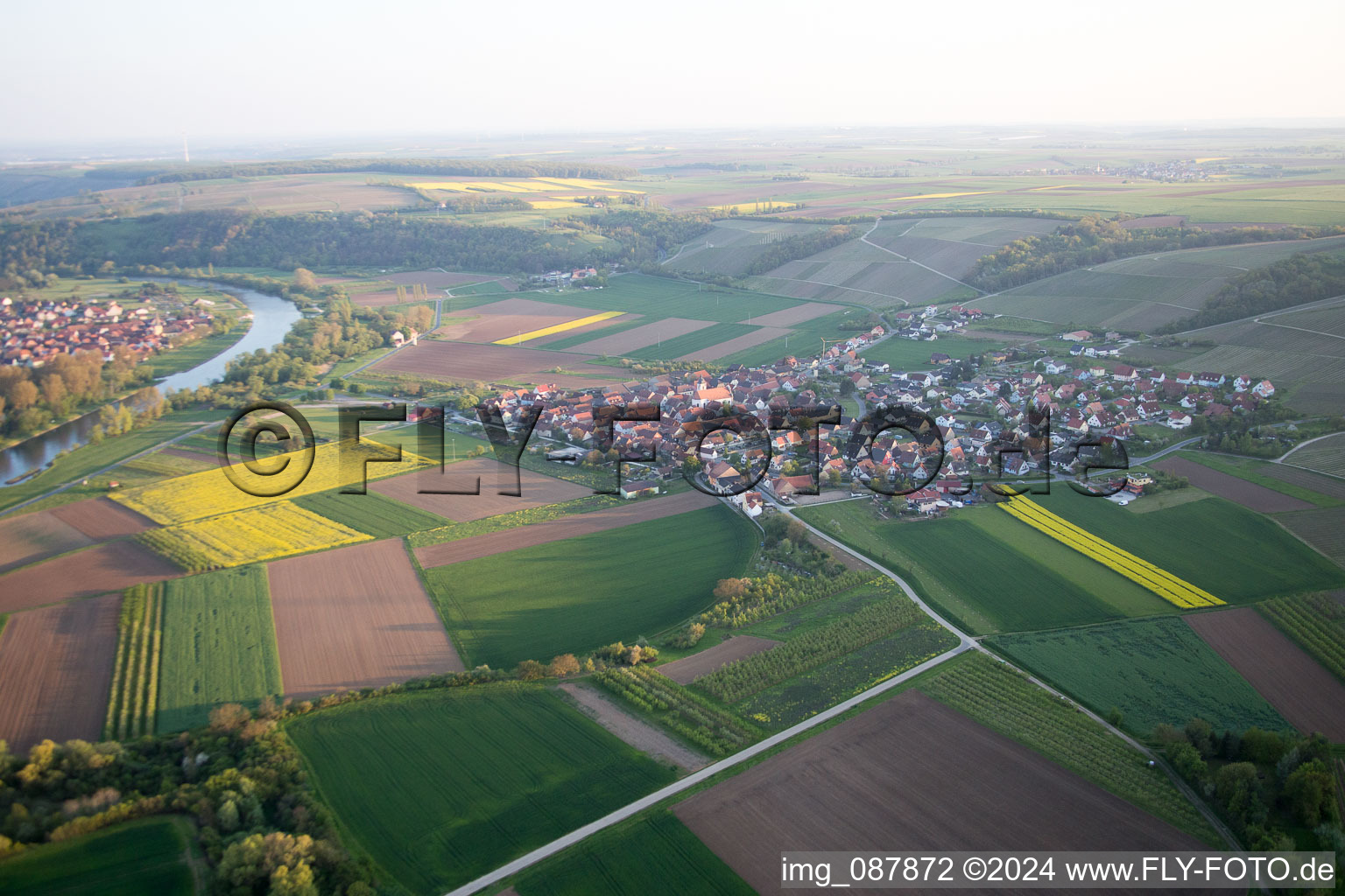 Untereisenheim in the state Bavaria, Germany from above