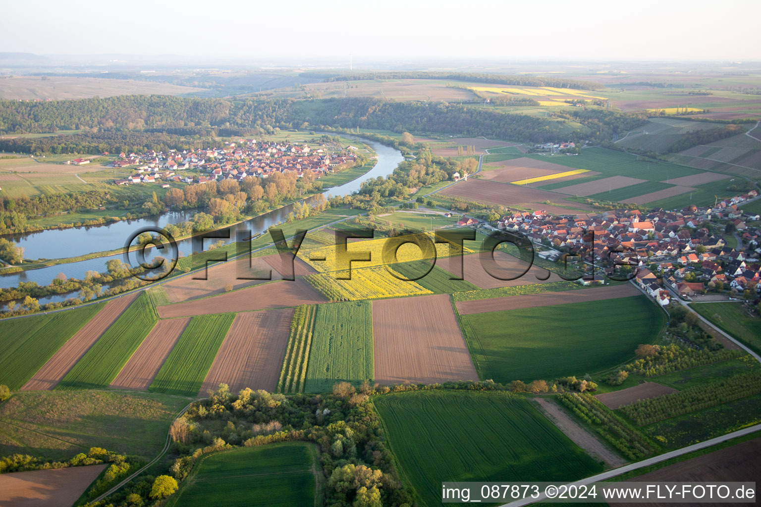 Village on the river bank areas of the Main river in the district Untereisenheim in Eisenheim in the state Bavaria