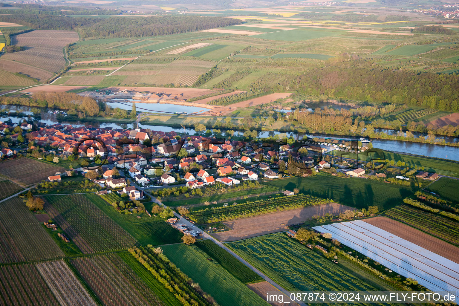 Aerial view of District Obereisenheim in Eisenheim in the state Bavaria, Germany