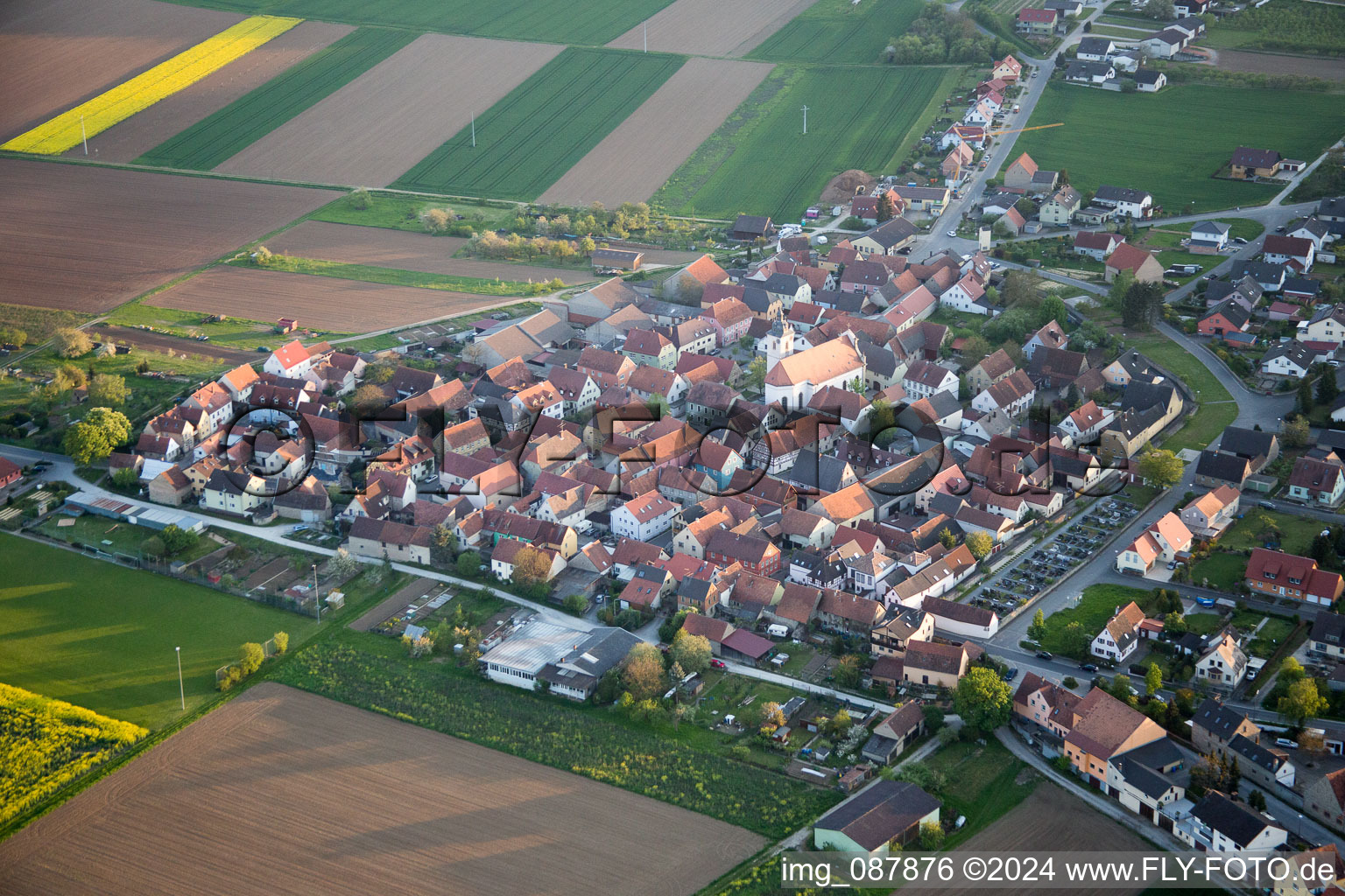 District Untereisenheim in Eisenheim in the state Bavaria, Germany seen from above