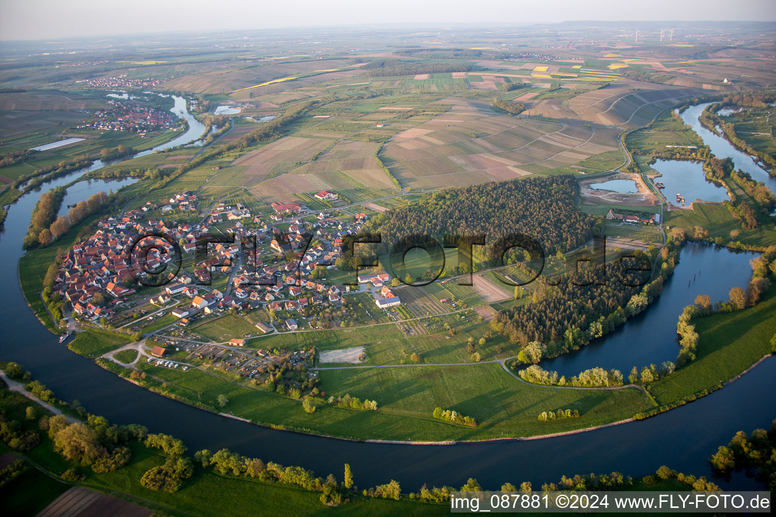 Curved loop of the river Main bei Fahr in Volkach in the state Bavaria