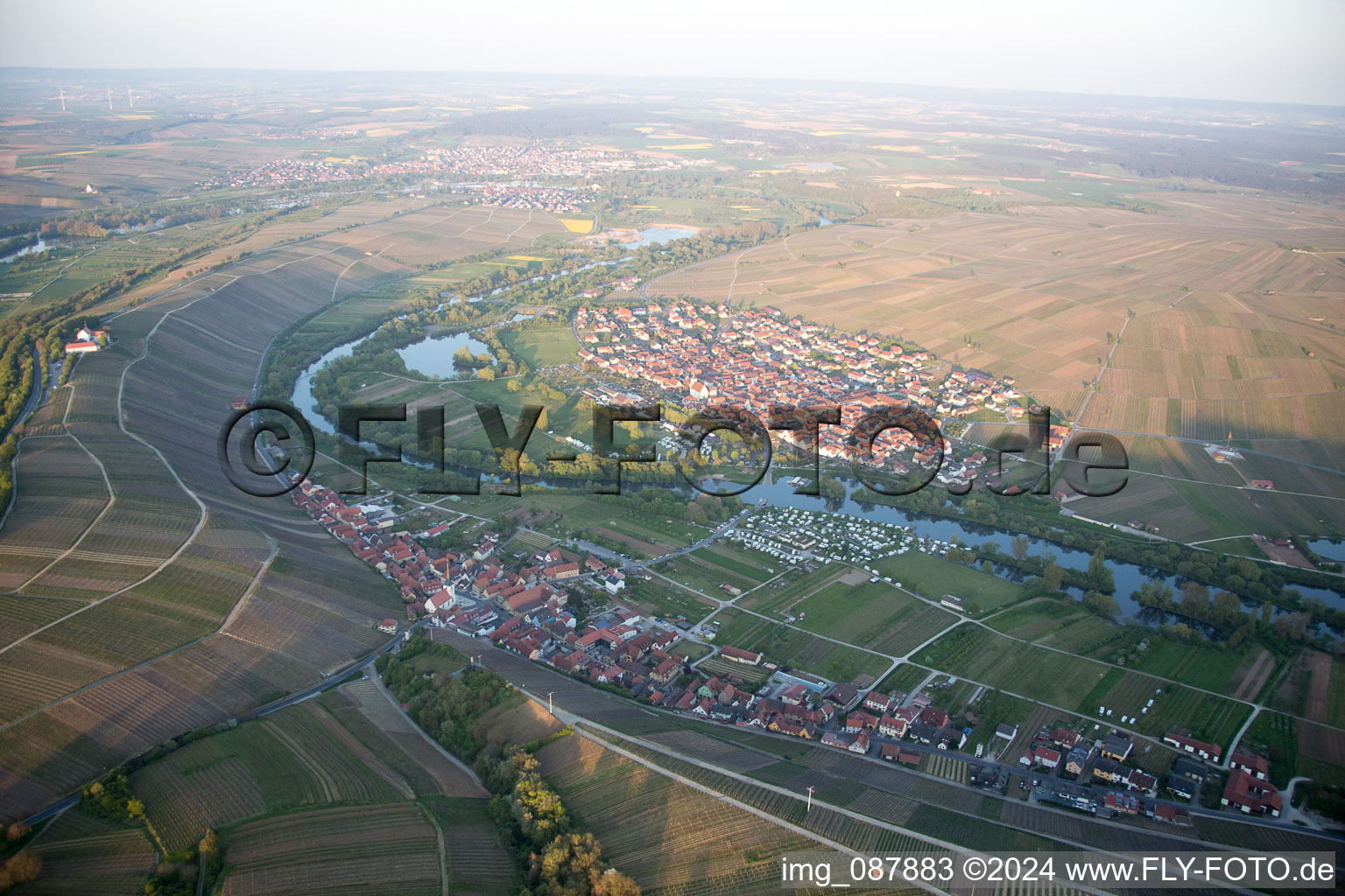 Aerial view of Nordheim am Main in the state Bavaria, Germany