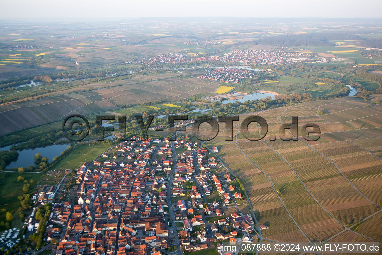 Aerial photograpy of Nordheim am Main in the state Bavaria, Germany