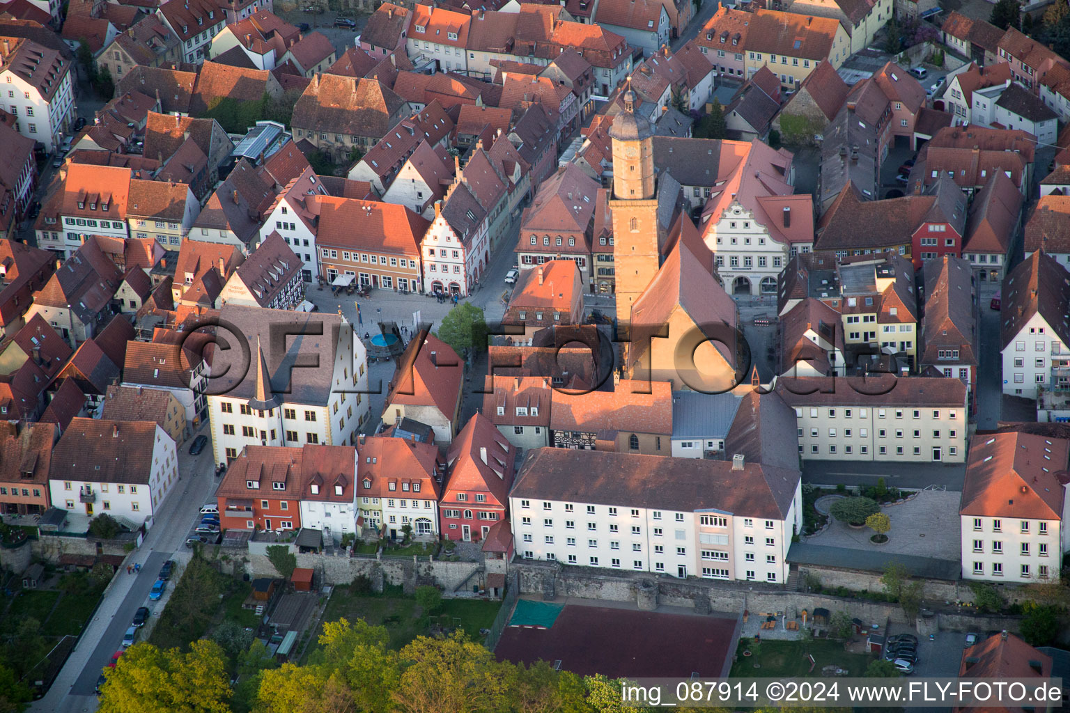 Oblique view of Volkach in the state Bavaria, Germany