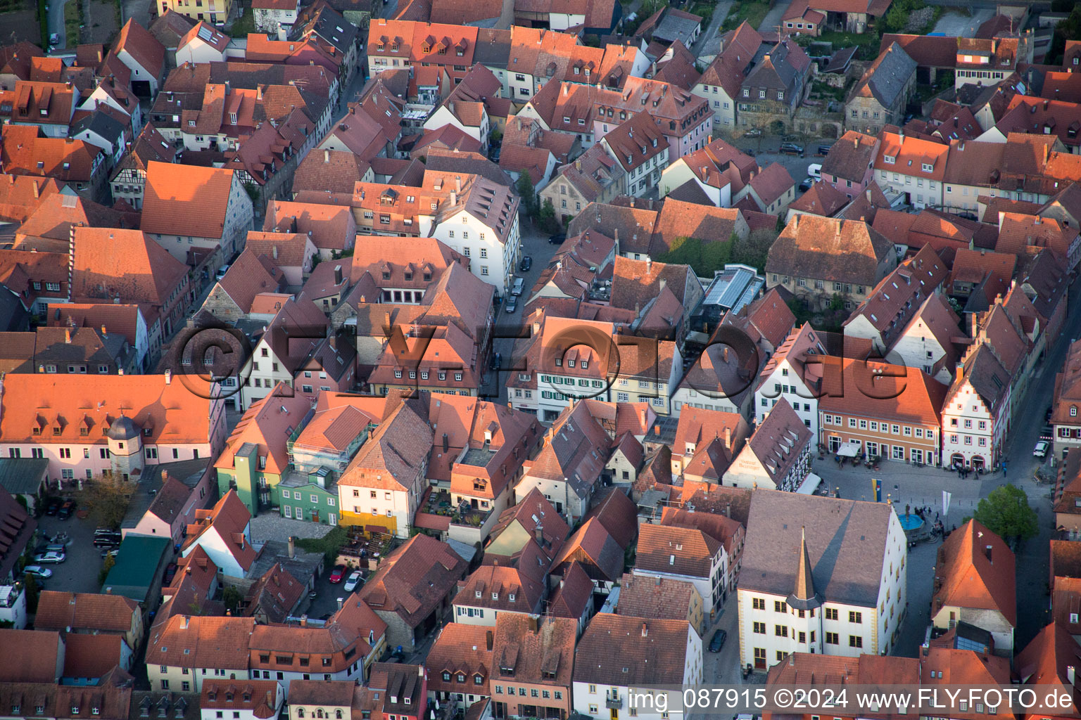 Volkach in the state Bavaria, Germany from above