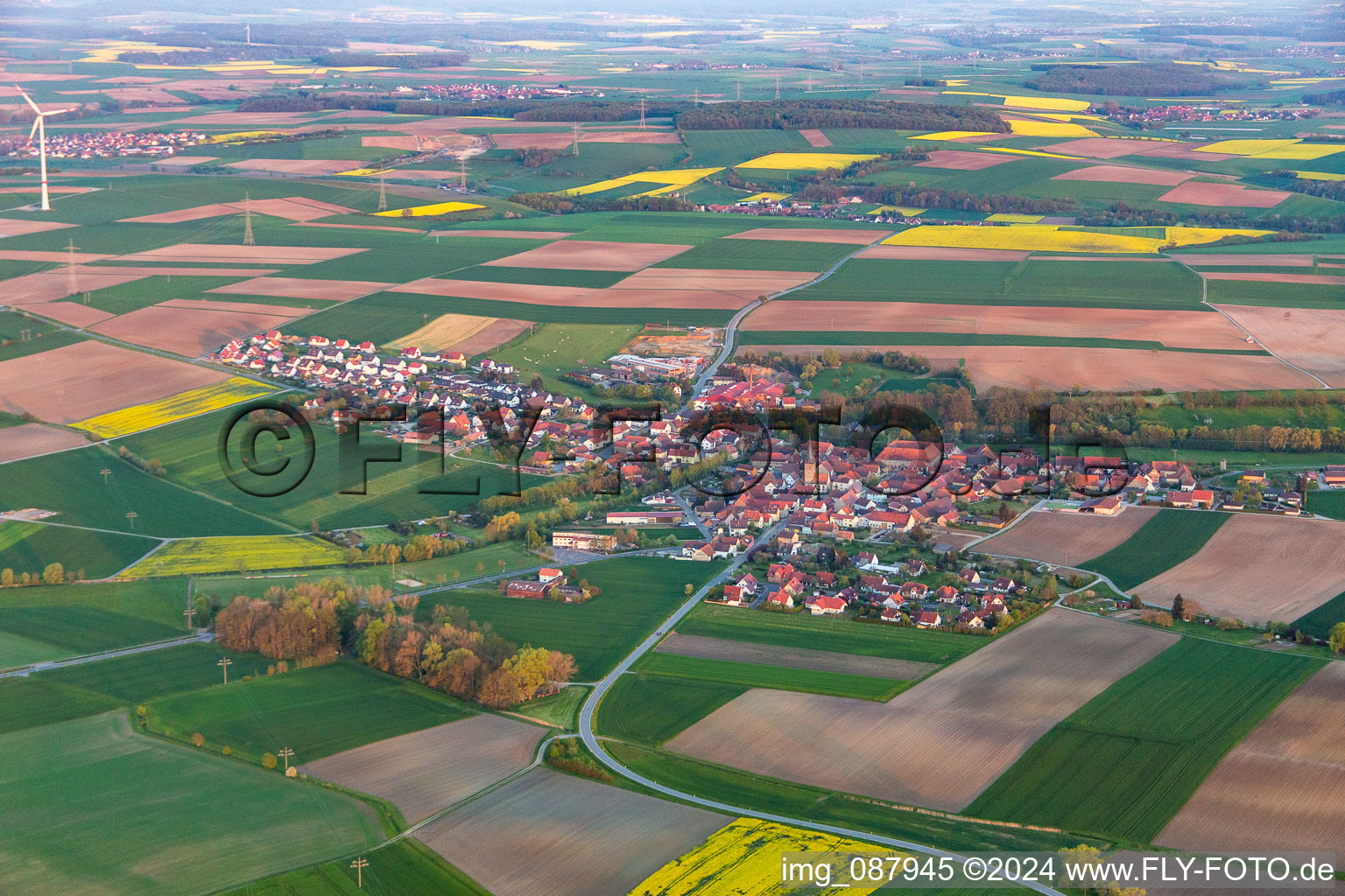 Aerial view of Zeilitzheim in the state Bavaria, Germany