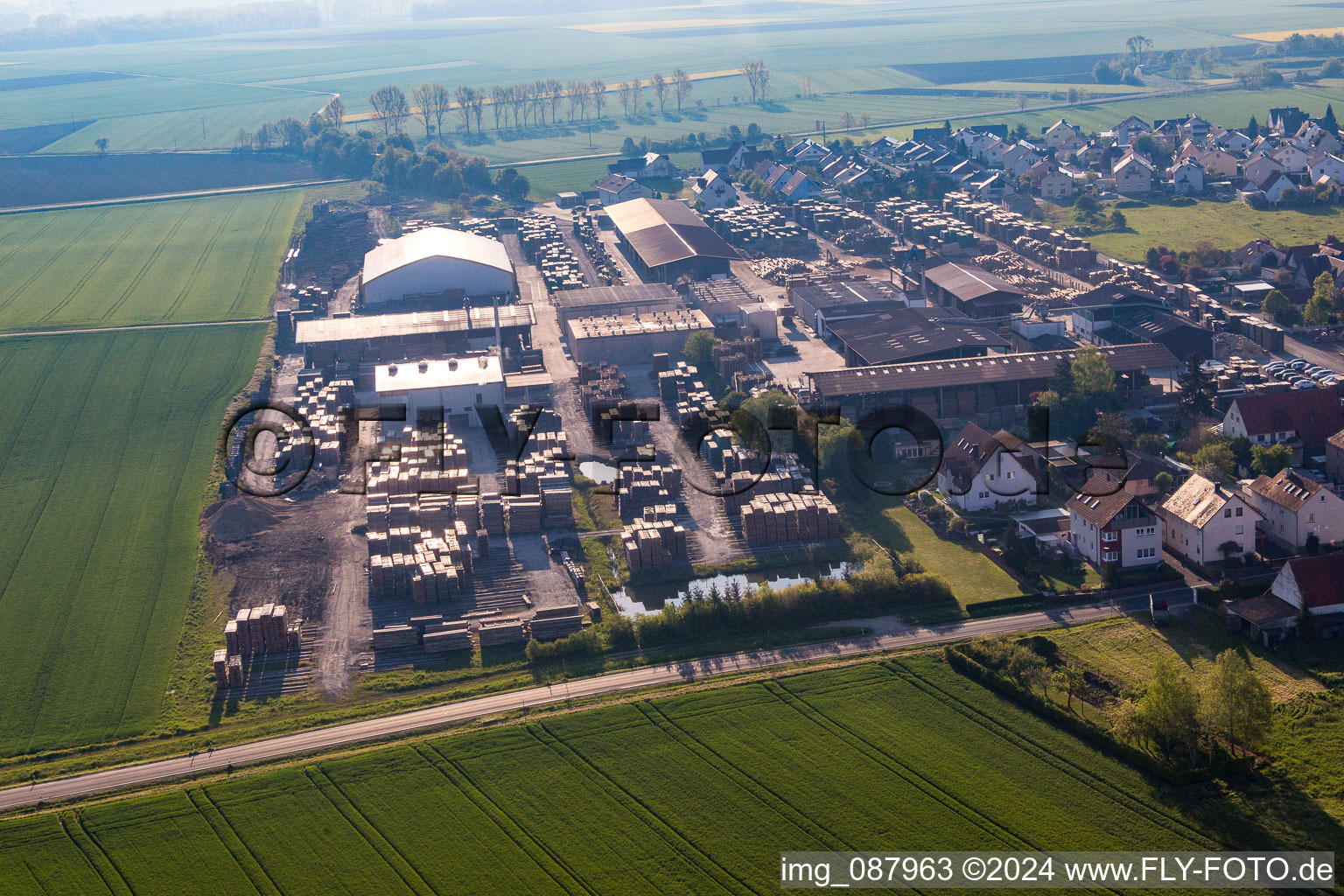 Commercial area in the district Unterspiesheim in Kolitzheim in the state Bavaria, Germany