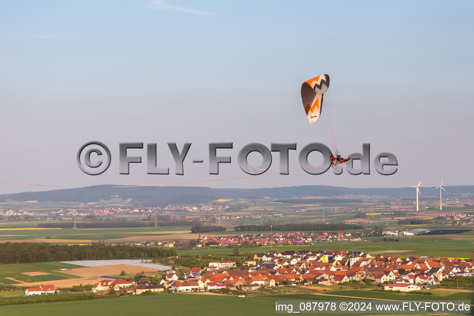 Drone recording of District Lindach in Kolitzheim in the state Bavaria, Germany