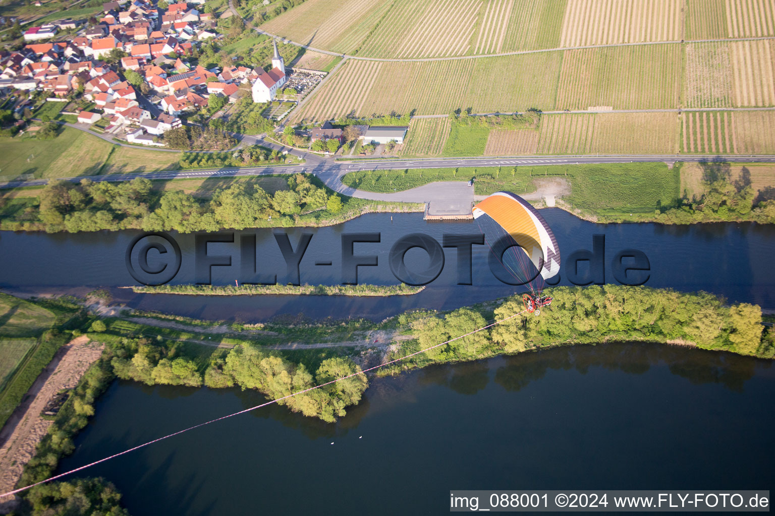 Wipfeld in the state Bavaria, Germany seen from a drone