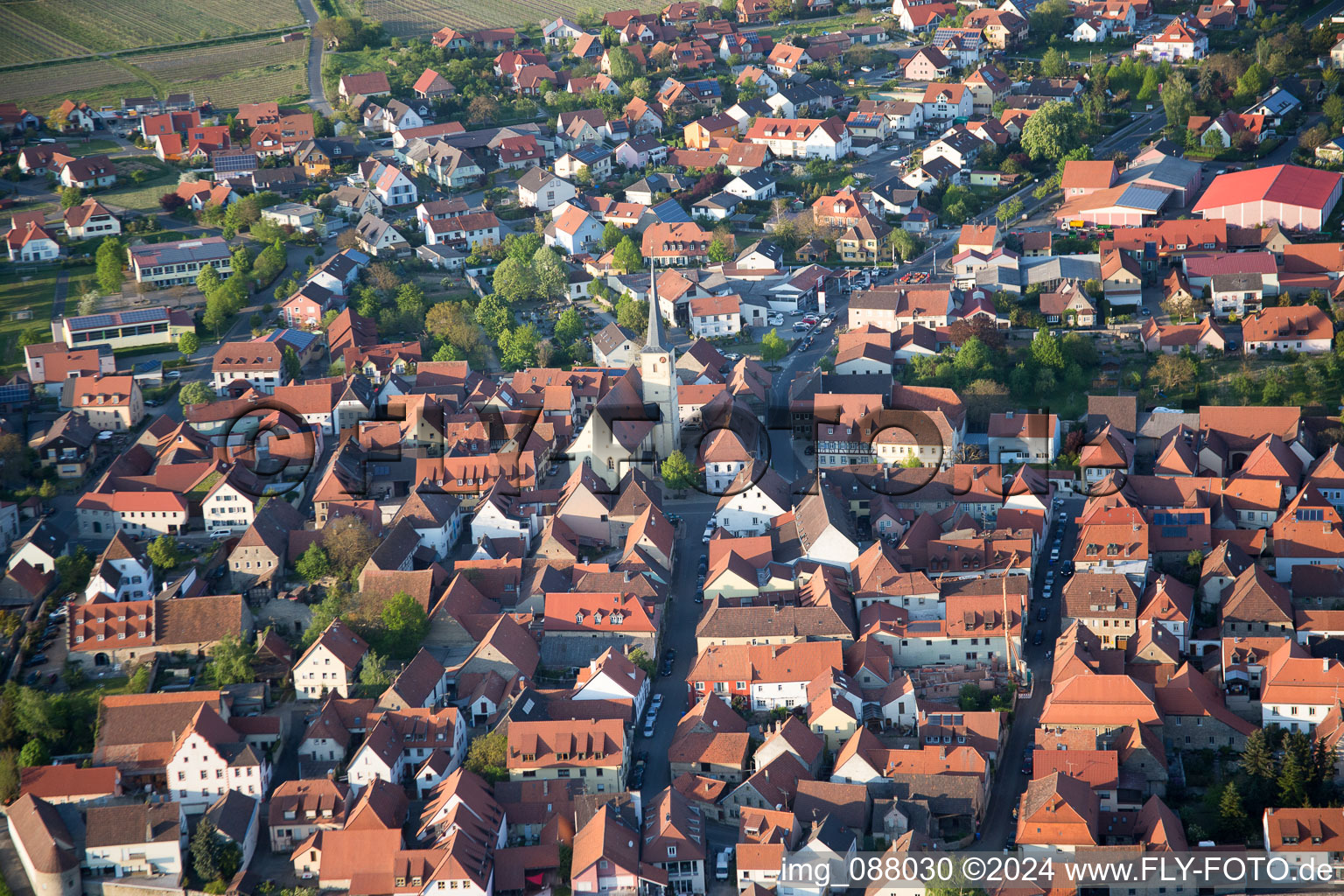 Aerial photograpy of Sommerach in the state Bavaria, Germany