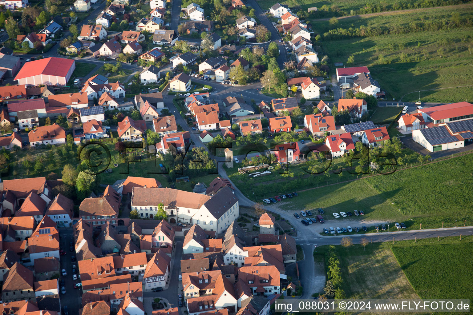 Oblique view of Sommerach in the state Bavaria, Germany