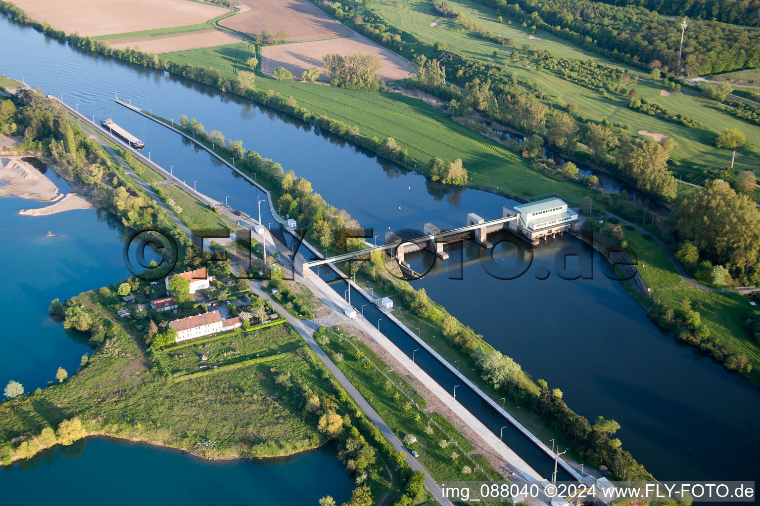 Lockage of the am Main in Dettelbach in the state Bavaria