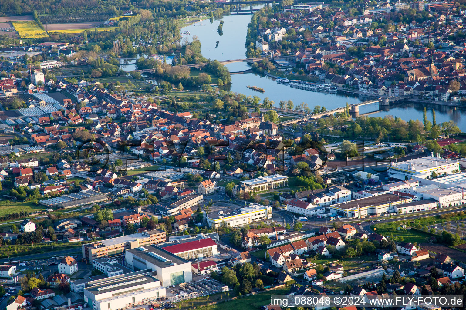 Aerial photograpy of Kitzingen in the state Bavaria, Germany