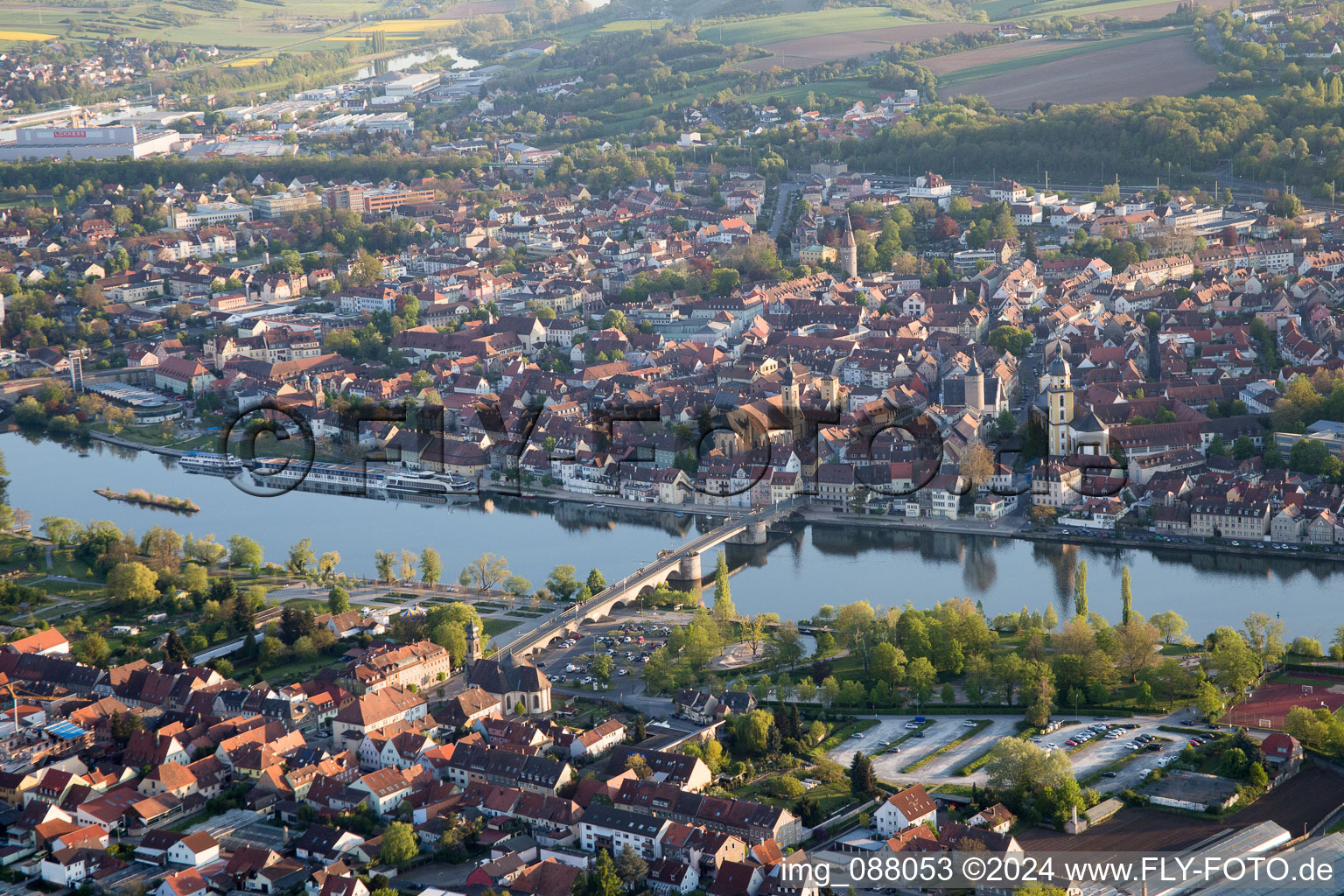 Main Bridge in Kitzingen in the state Bavaria, Germany