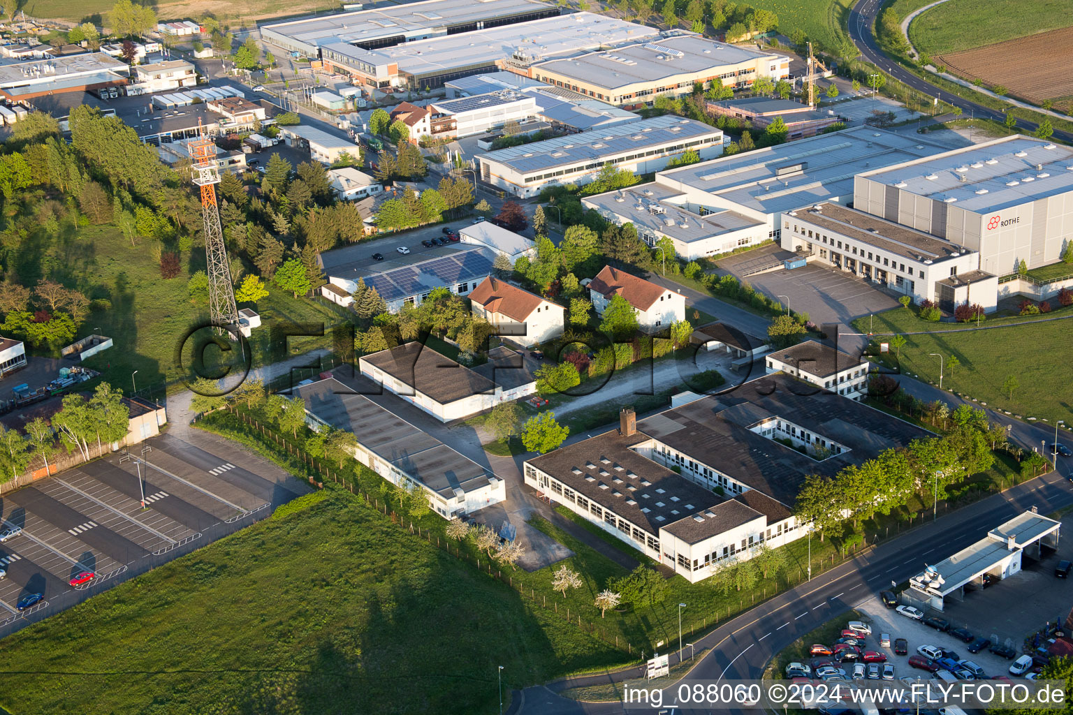 Aerial photograpy of Etwashausen, industrial area in Kitzingen in the state Bavaria, Germany