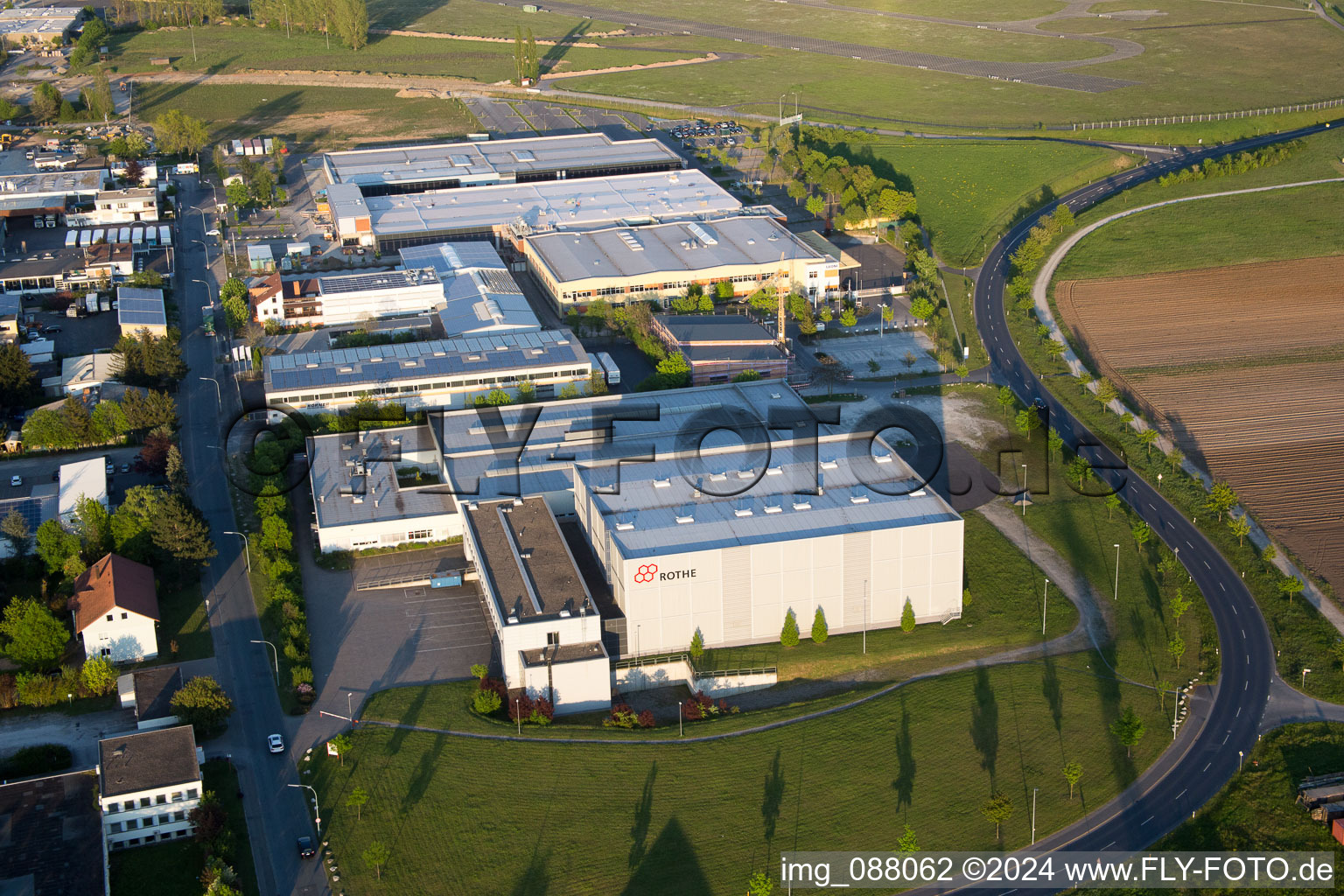 Etwashausen, industrial area in Kitzingen in the state Bavaria, Germany from above