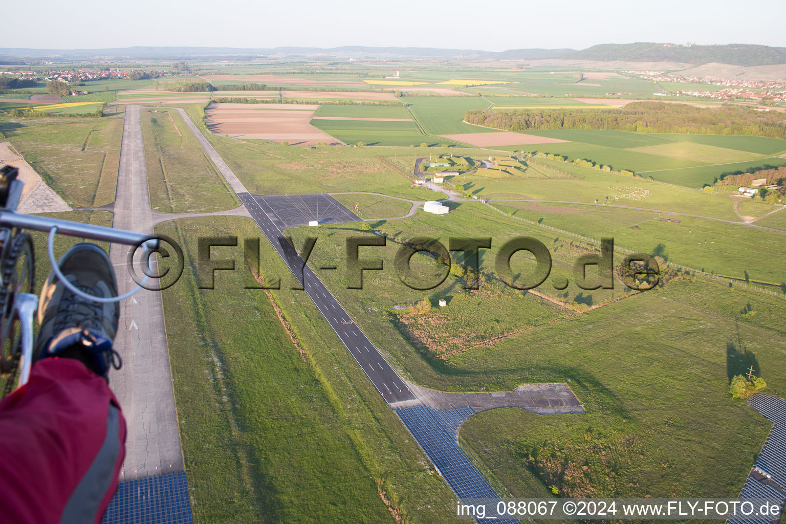 Aerial view of Airfield in Kitzingen in the state Bavaria, Germany