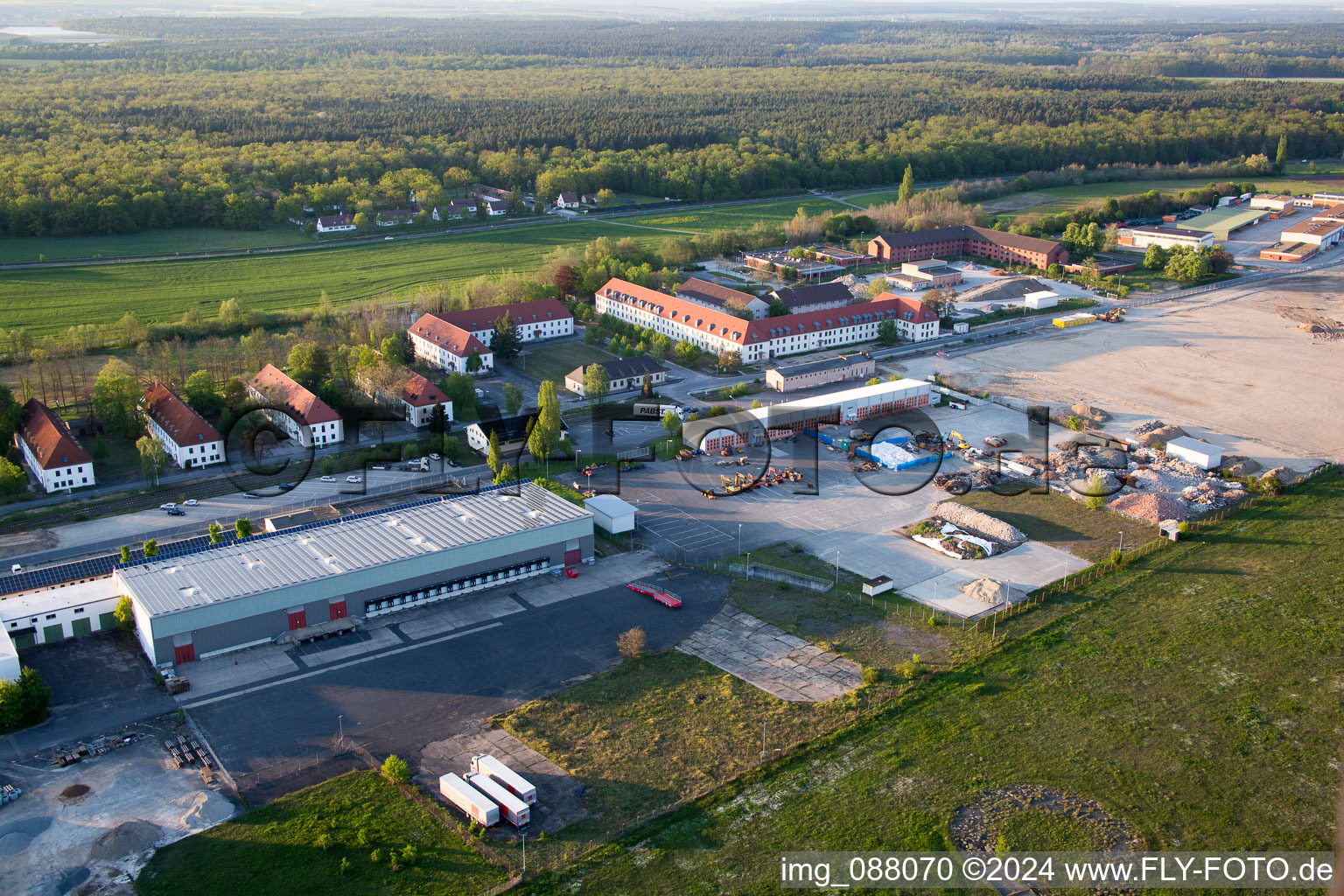 Airport in the district Hoheim in Kitzingen in the state Bavaria, Germany from above