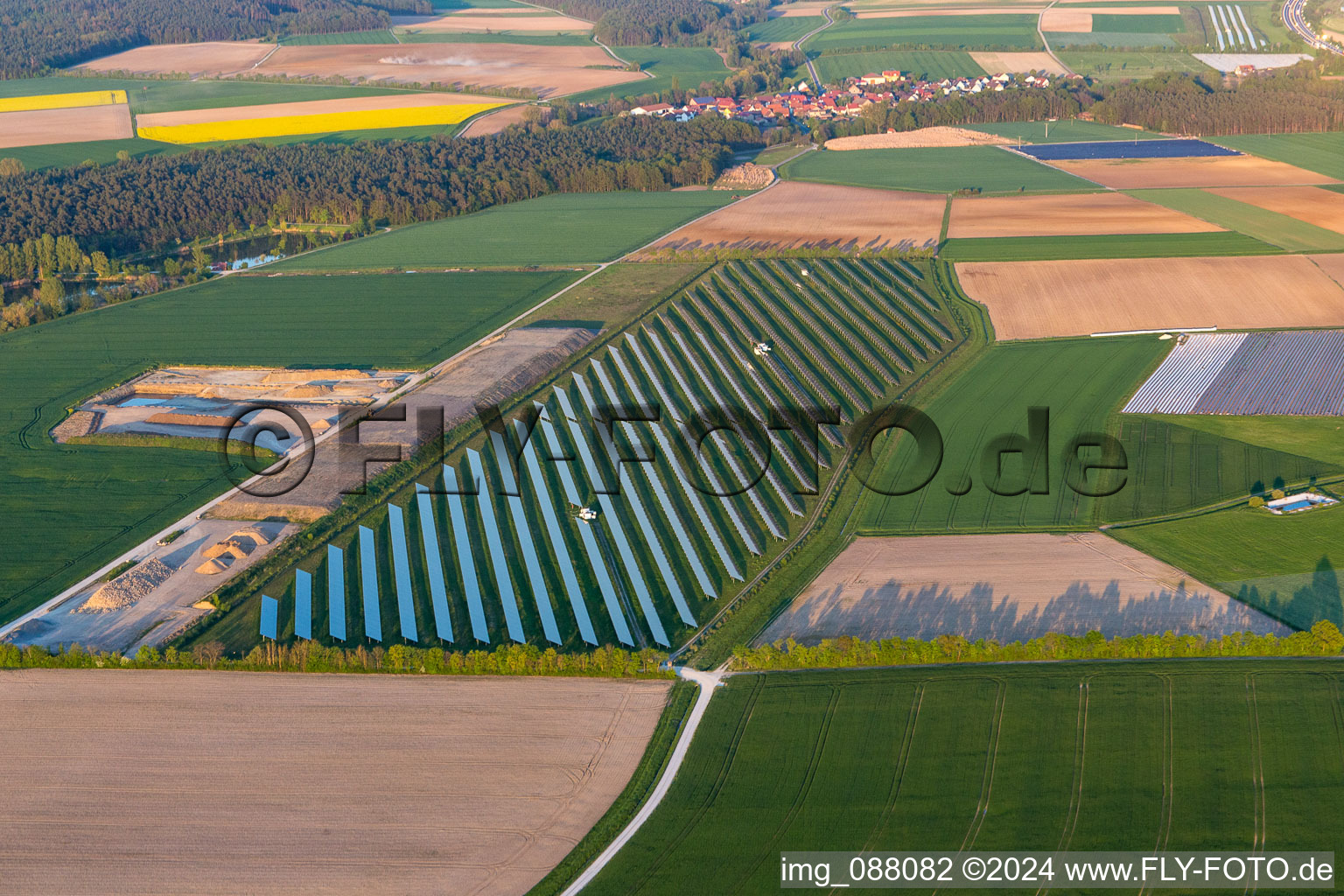 Solar field in the district Düllstadt in Schwarzach am Main in the state Bavaria, Germany