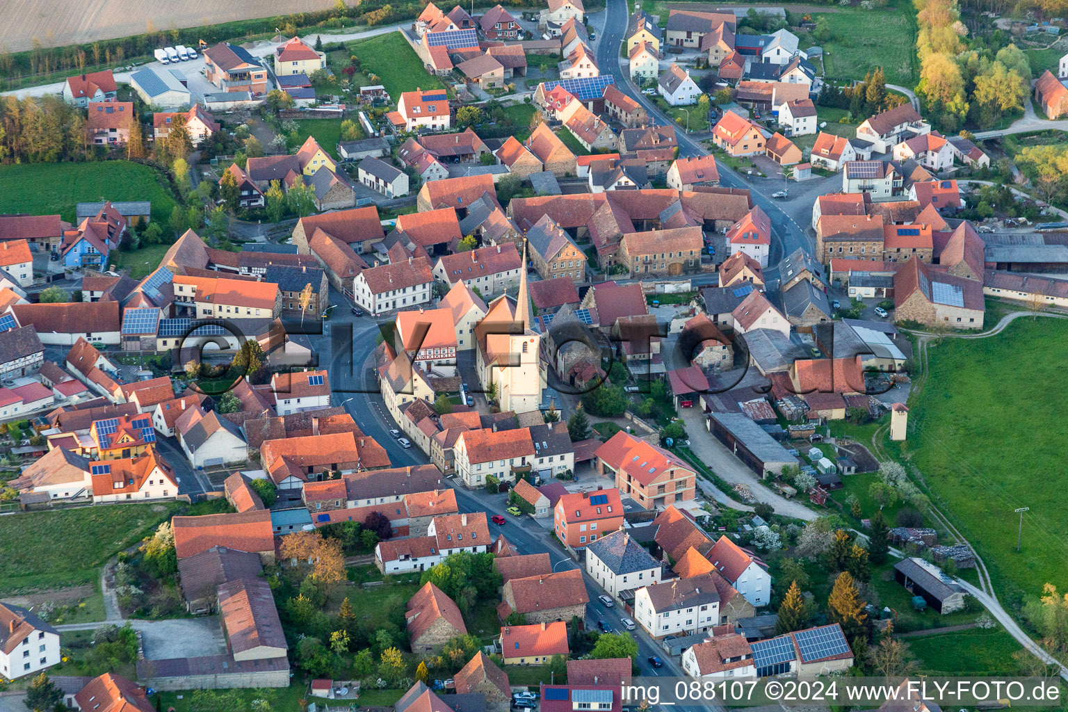 Church building in the village of in Stadelschwarzach in the state Bavaria, Germany