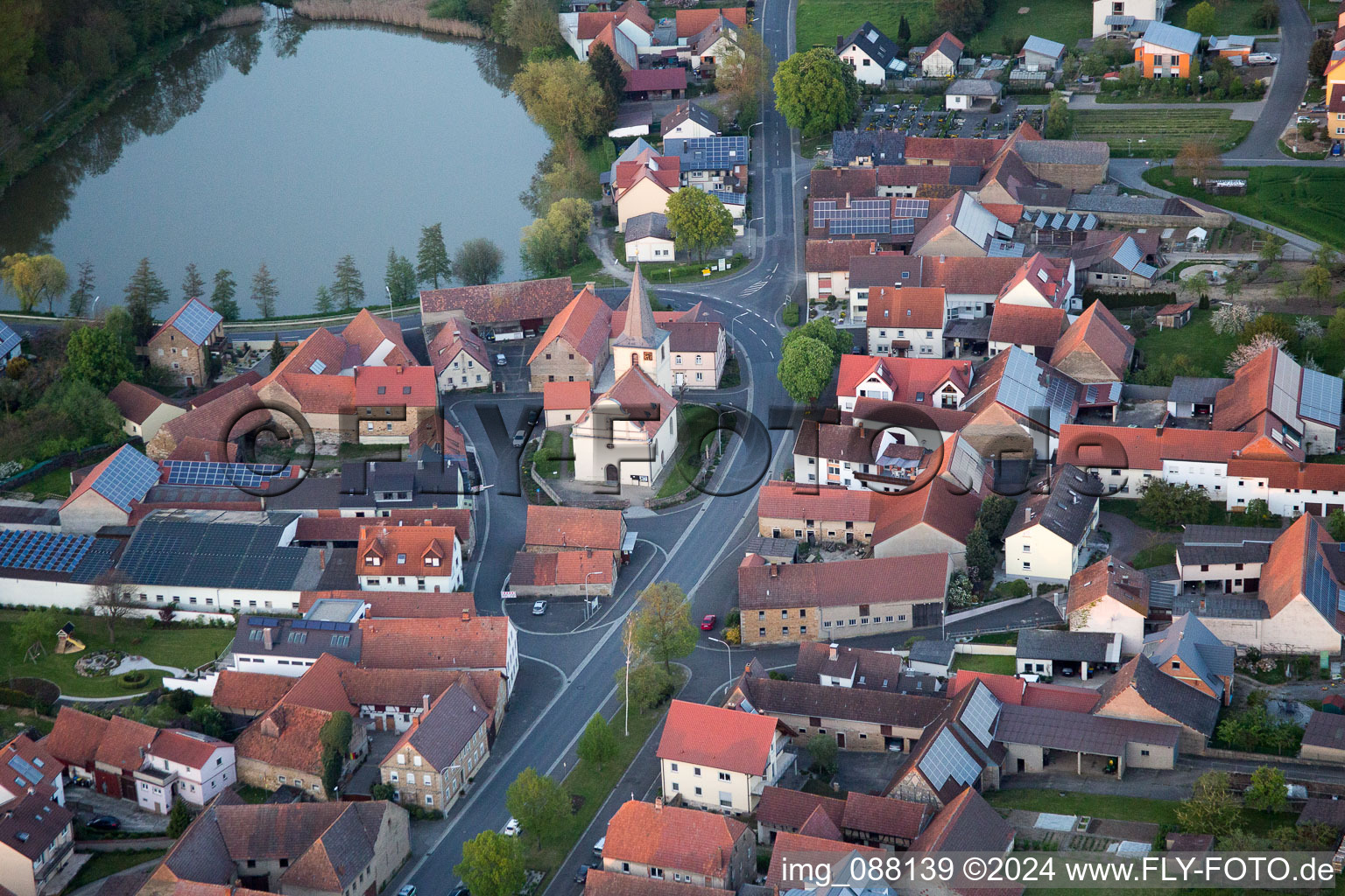 Aerial photograpy of Mönchstockheim in the state Bavaria, Germany