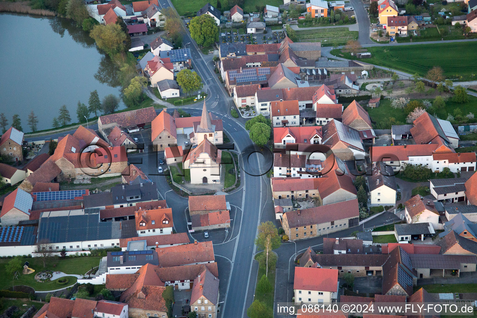 Oblique view of Mönchstockheim in the state Bavaria, Germany