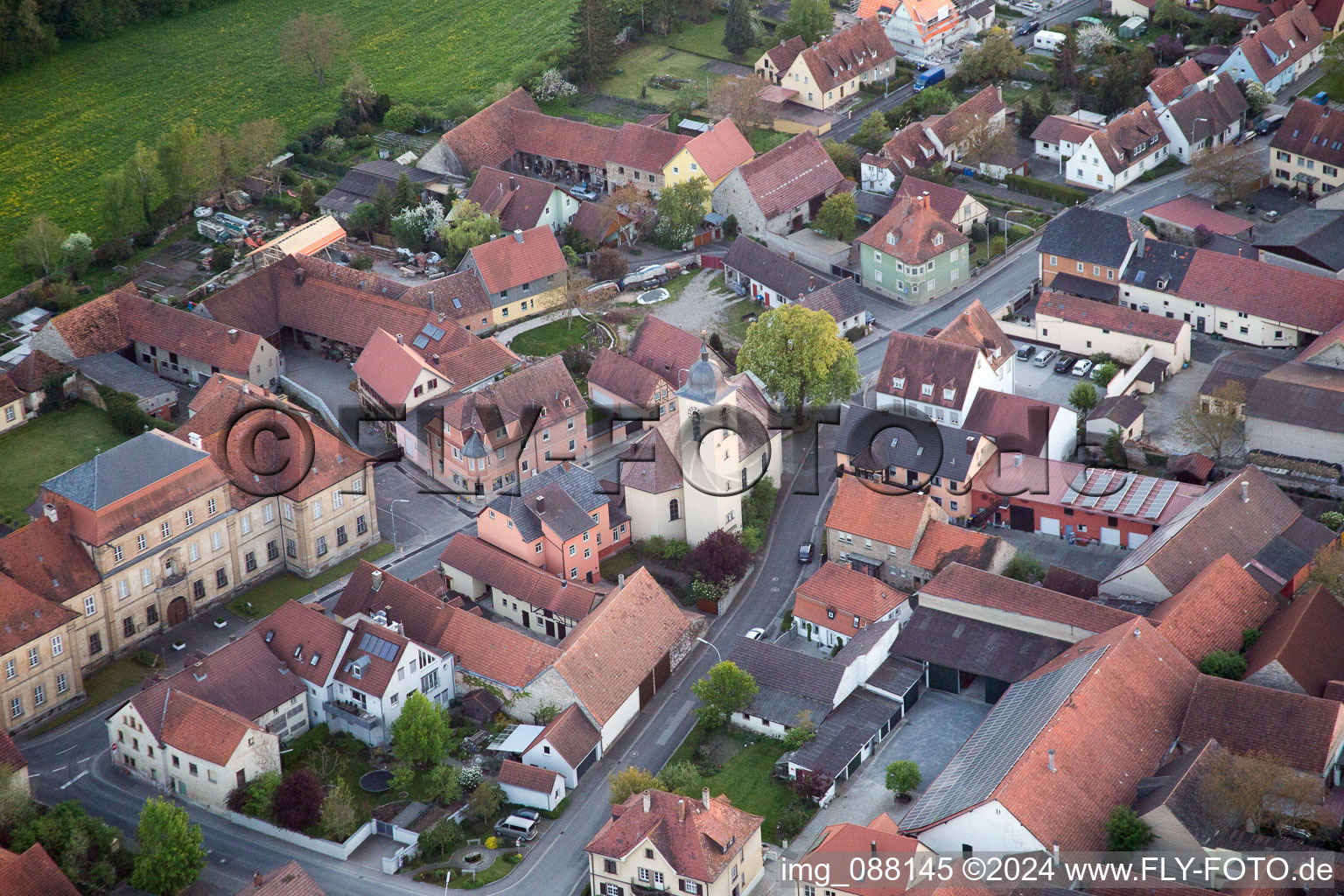 Sulzheim in the state Bavaria, Germany seen from above