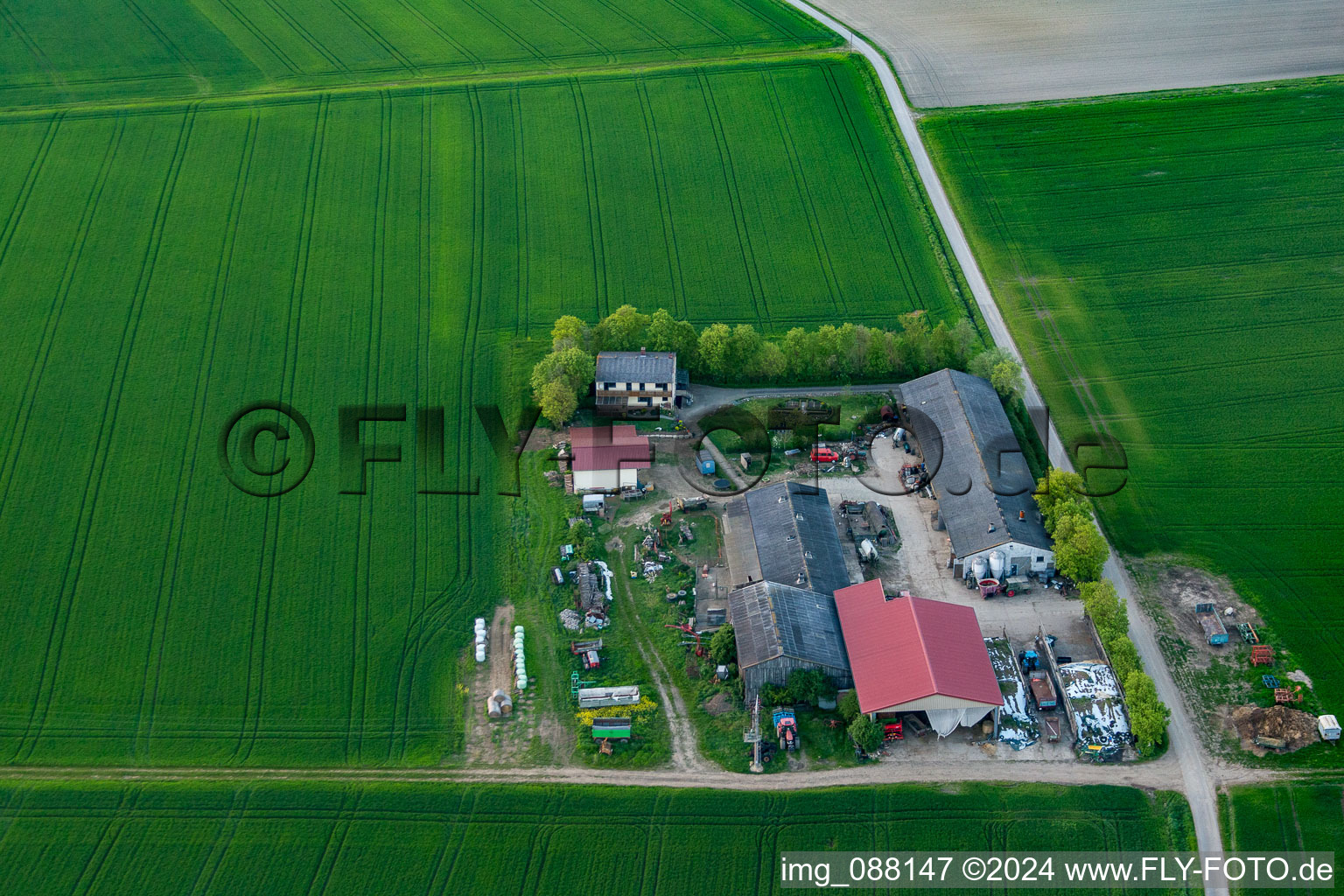 Oblique view of Grettstadt in the state Bavaria, Germany