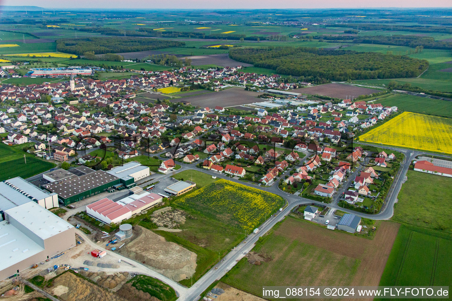 Grettstadt in the state Bavaria, Germany seen from above