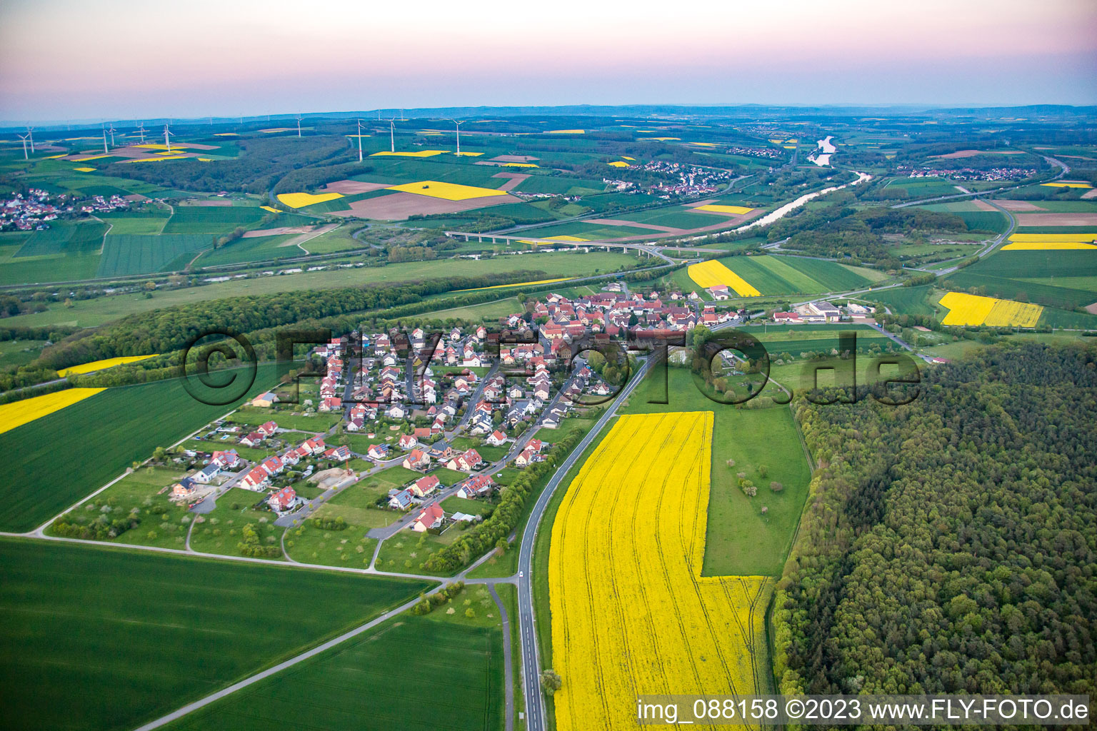 Aerial photograpy of Weyer in Gochsheim in the state Bavaria, Germany
