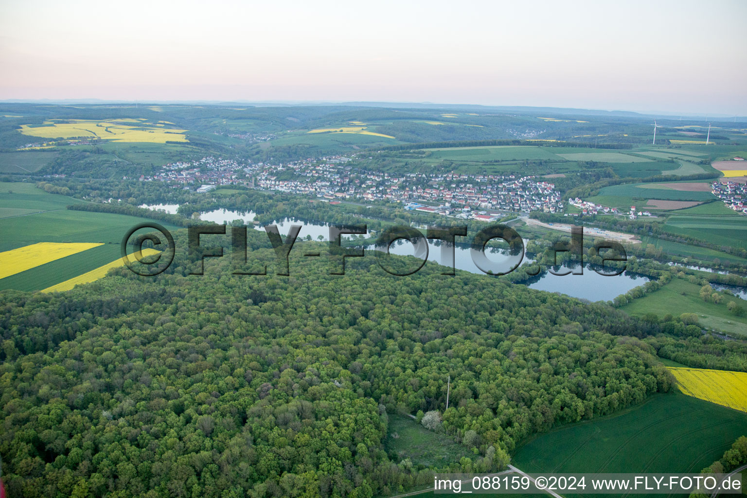 Schonungen in the state Bavaria, Germany from the drone perspective