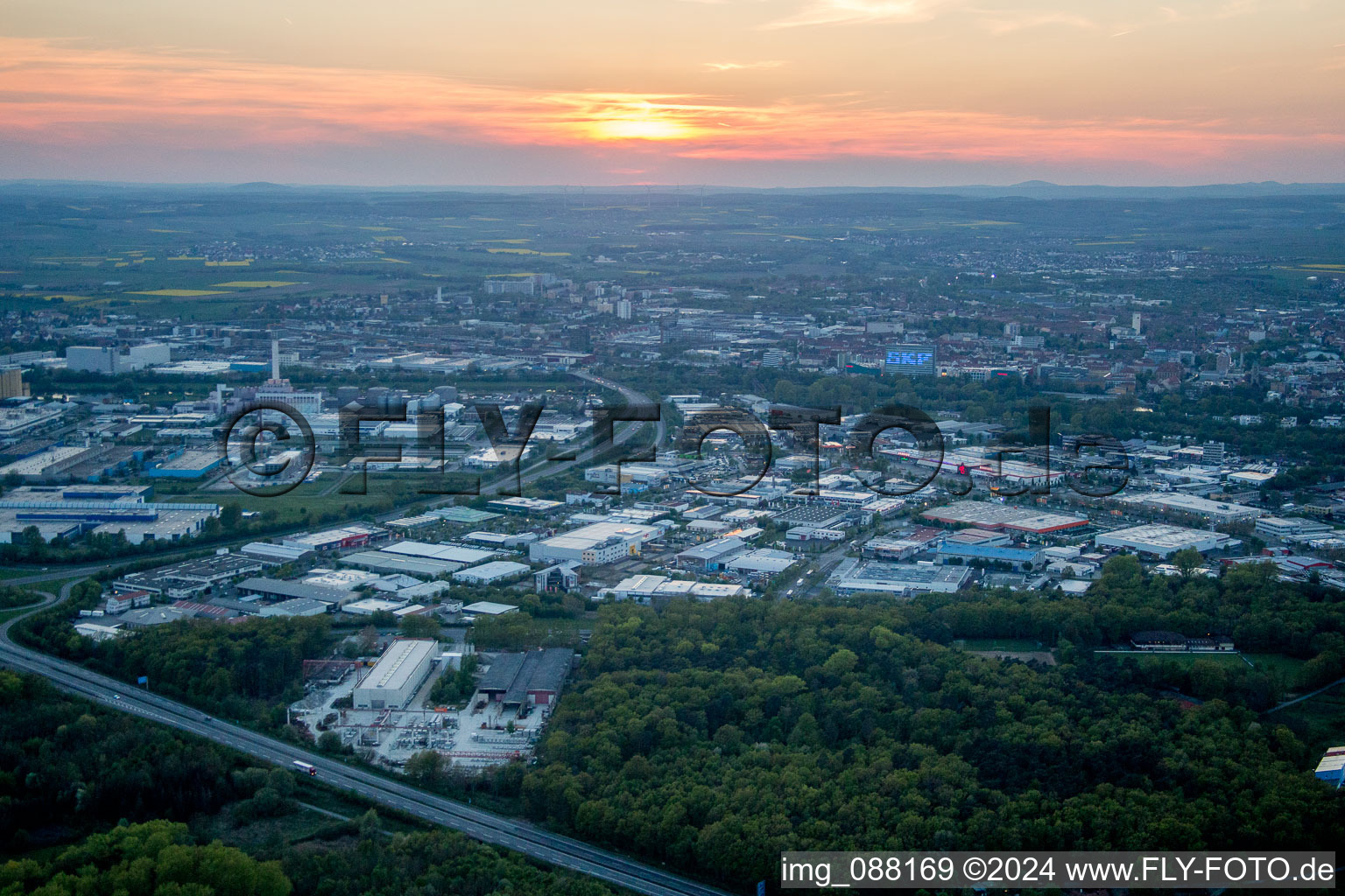 Sennfeld in the state Bavaria, Germany seen from above