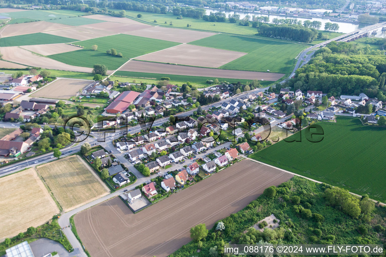 Lampertheim in the state Hesse, Germany from the plane