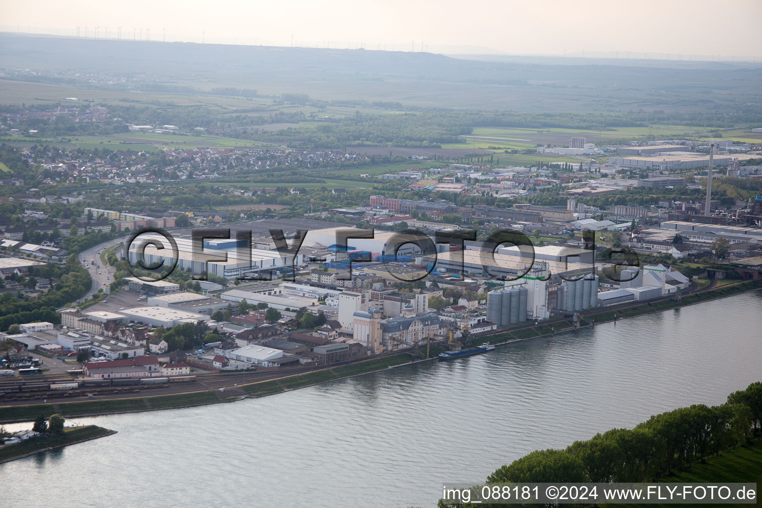 Worms in the state Rhineland-Palatinate, Germany from above