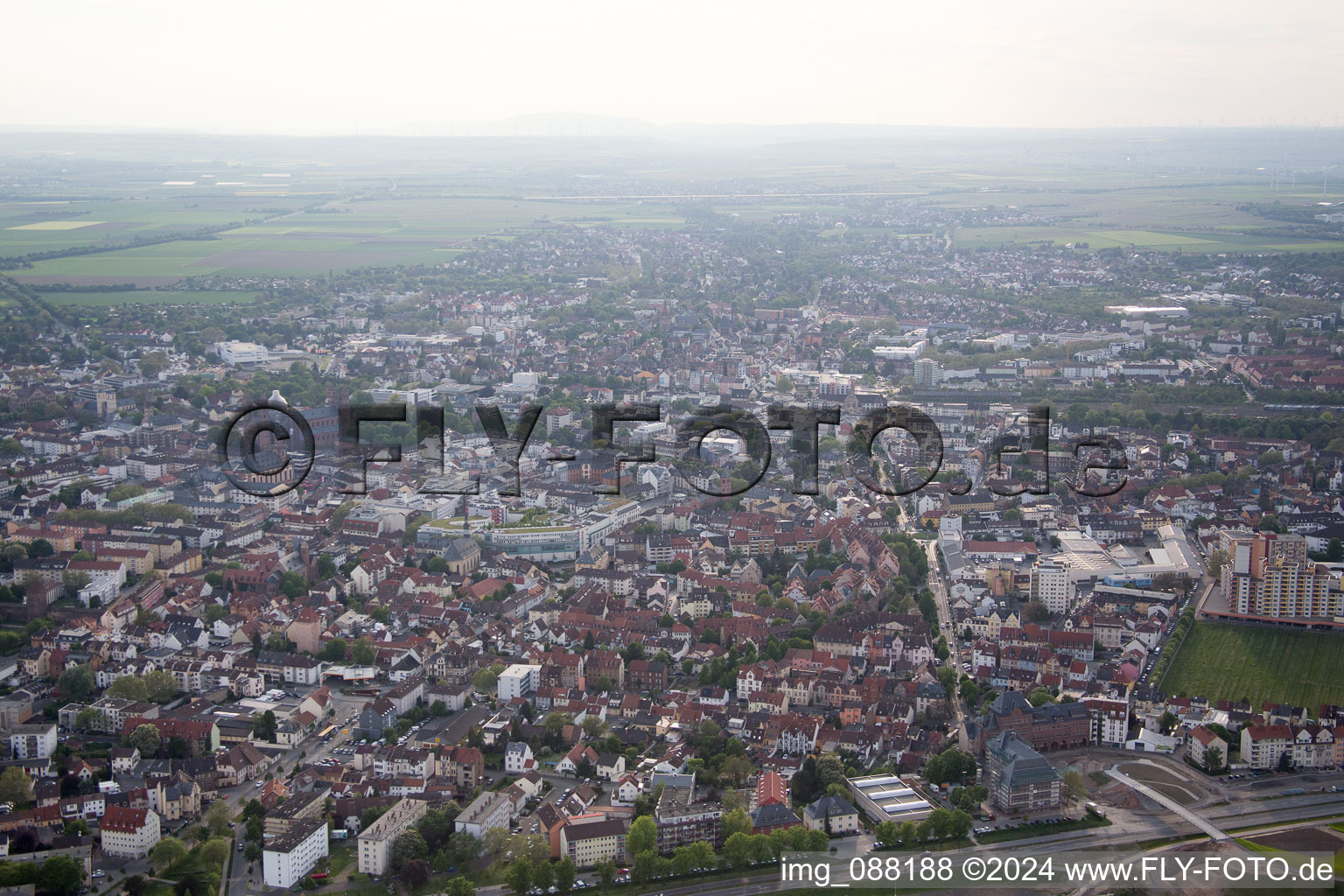 Worms in the state Rhineland-Palatinate, Germany seen from above