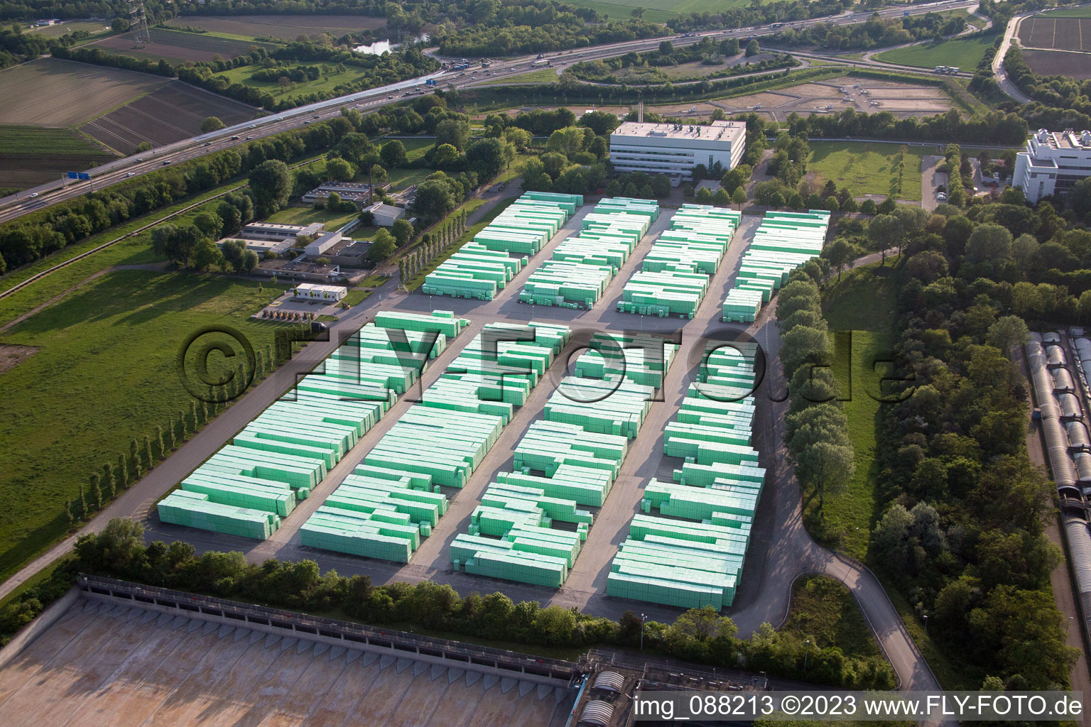 Stirodur storage on the premises of the chemical manufacturers BASF in Frankenthal (Pfalz) in the state Rhineland-Palatinate, Germany