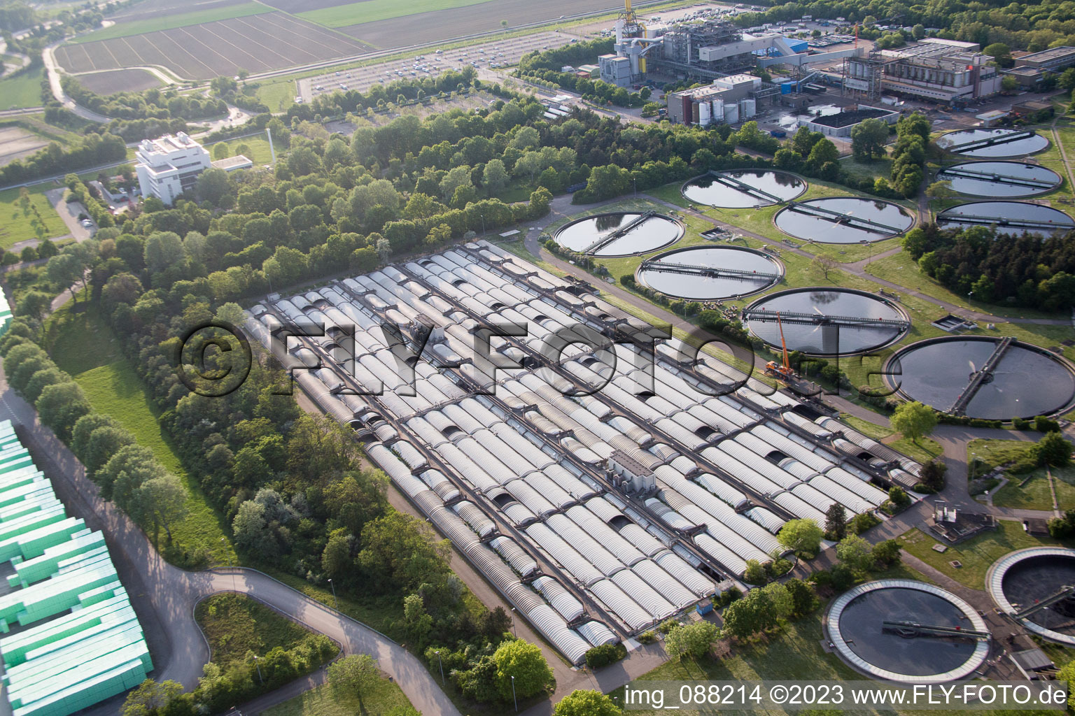 Aerial view of BASF in the district Mörsch in Frankenthal in the state Rhineland-Palatinate, Germany