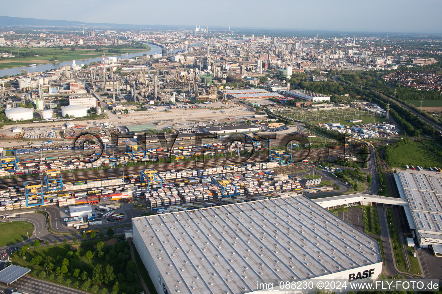 District BASF in Ludwigshafen am Rhein in the state Rhineland-Palatinate, Germany out of the air