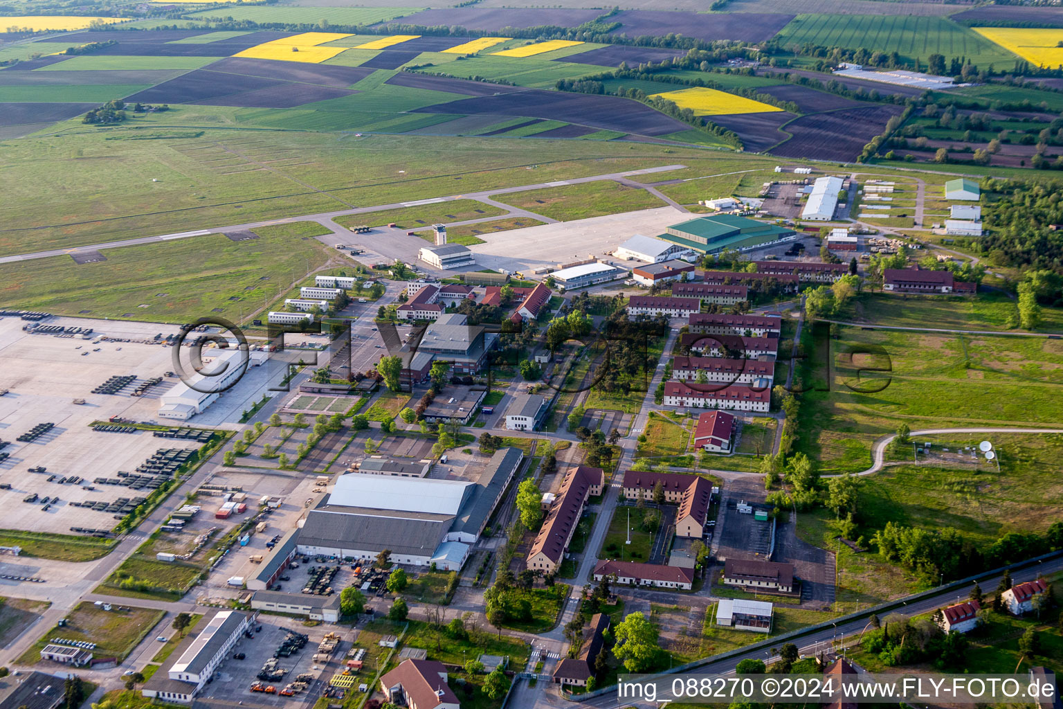 Locked runway at the former airfield Coleman of US Air force in the district Sandhofen in Mannheim in the state Baden-Wurttemberg, Germany