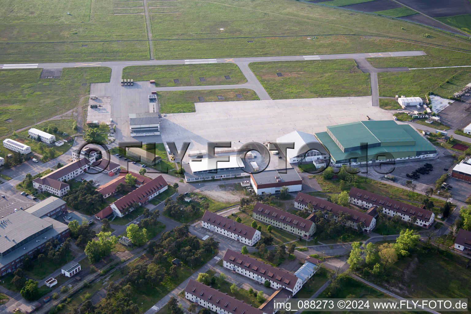 Aerial photograpy of Coleman Airport in the district Sandhofen in Mannheim in the state Baden-Wuerttemberg, Germany