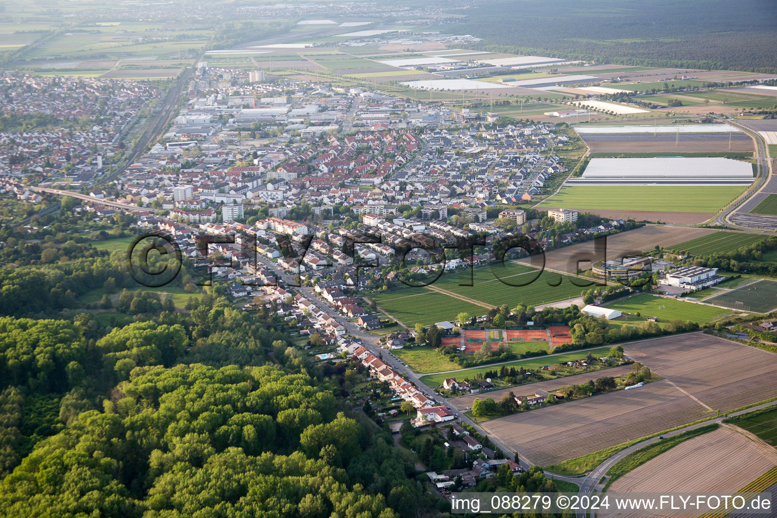 Drone recording of Lampertheim in the state Hesse, Germany