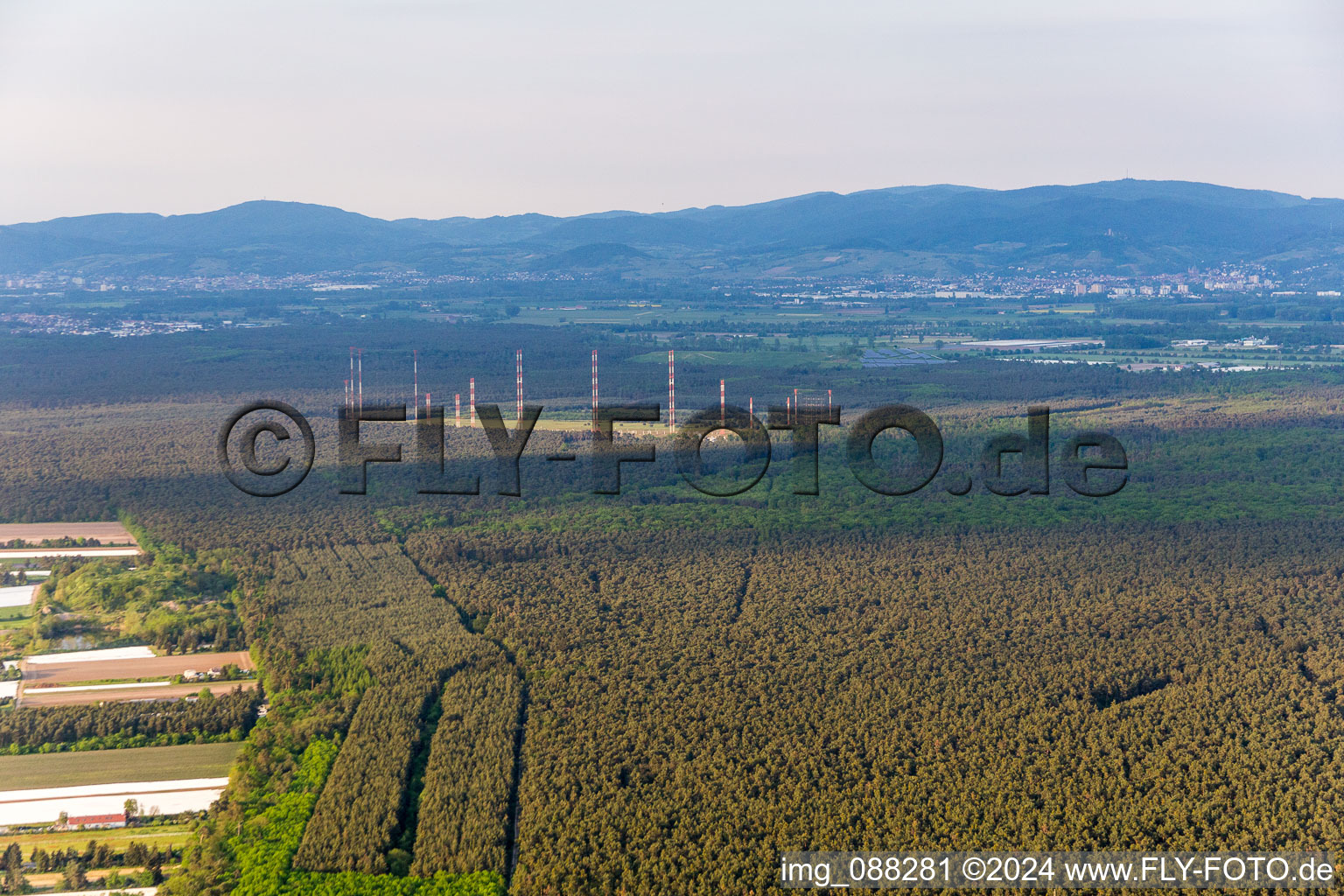 Radio transmission military property if IBB Transmitter Station Lampertheim in Lampertheim in the state Hesse, Germany