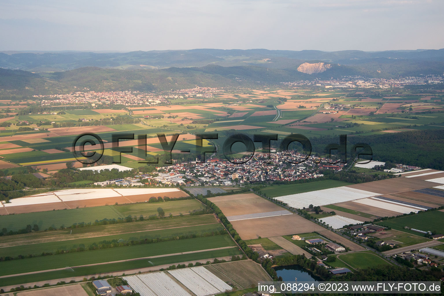 Aerial view of Hüttenfeld in the state Hesse, Germany