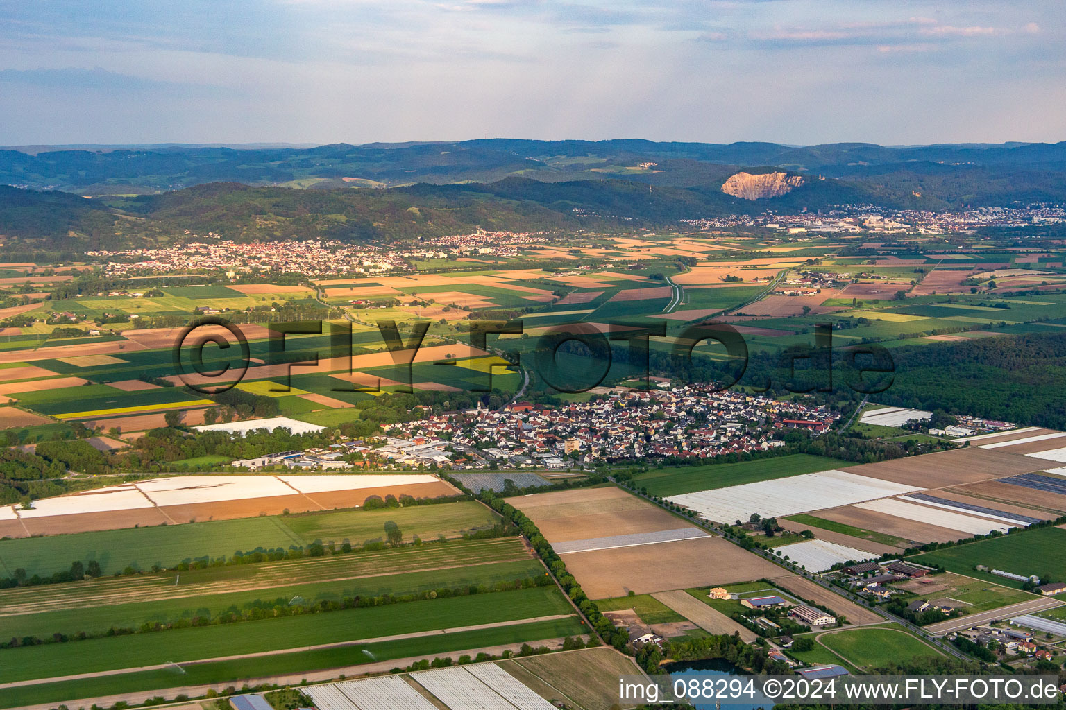 Aerial view of District Hüttenfeld in Lampertheim in the state Hesse, Germany