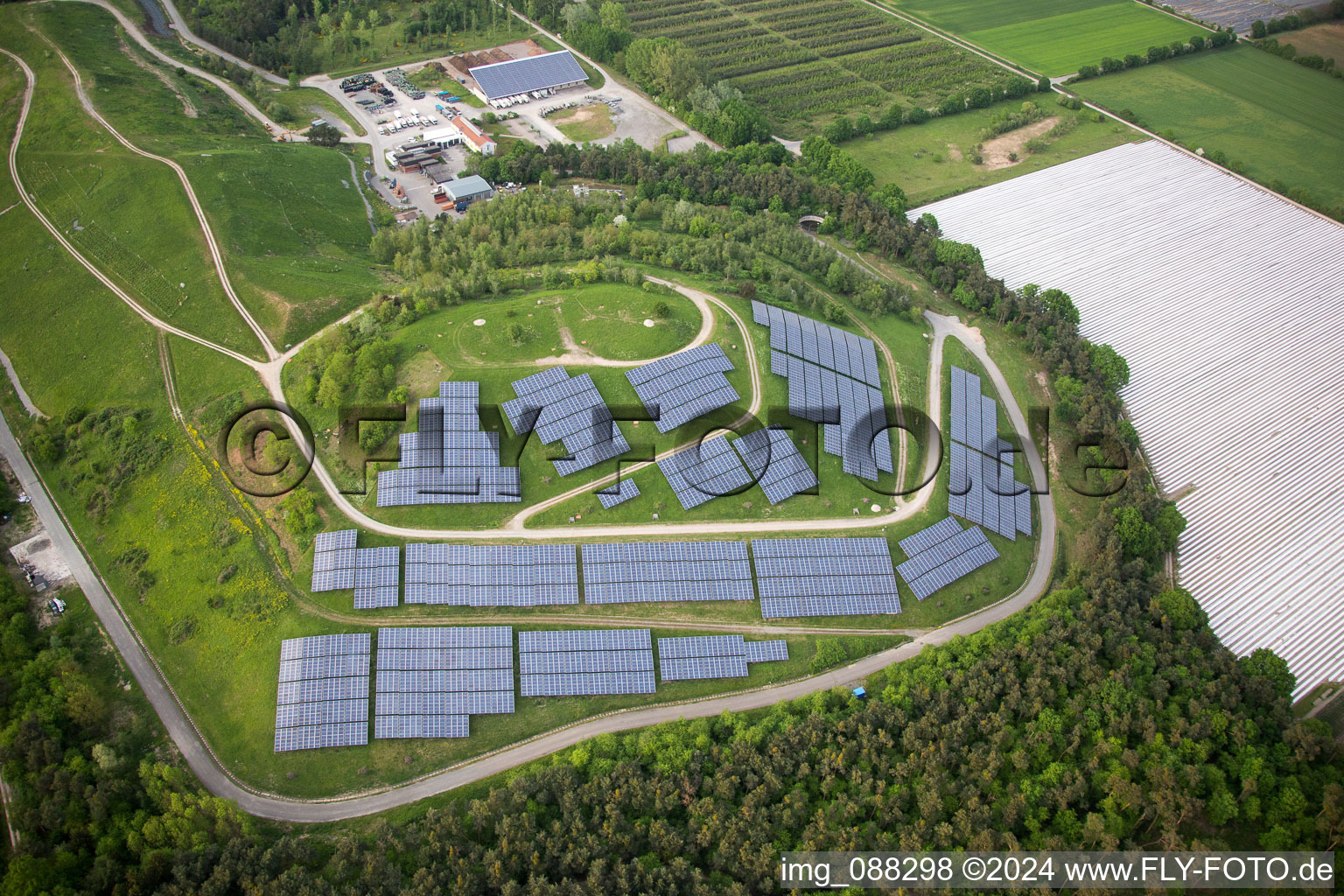 PV system on former landfill site in the district Hüttenfeld in Lampertheim in the state Hesse, Germany