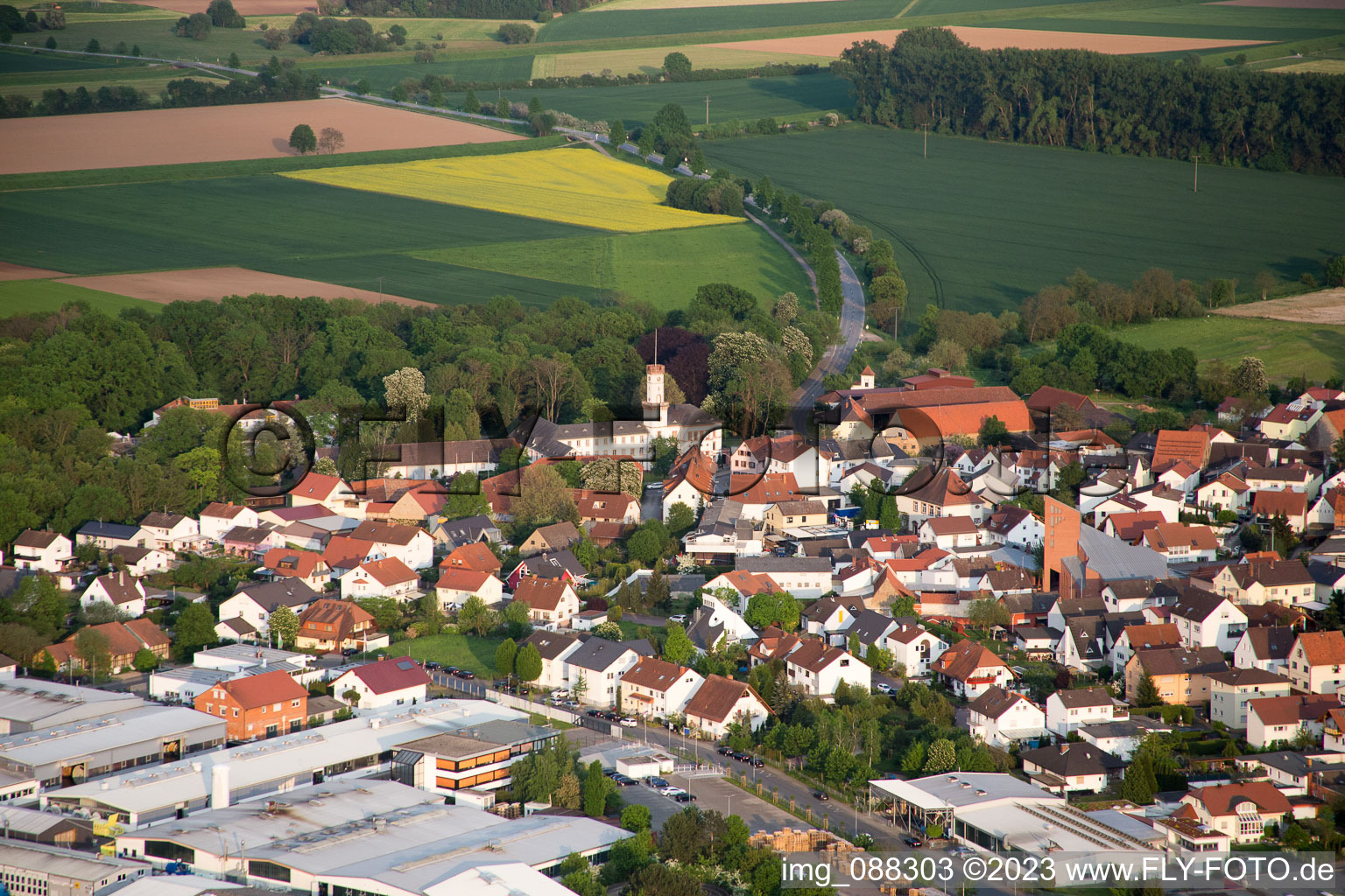 Hüttenfeld in the state Hesse, Germany from the plane
