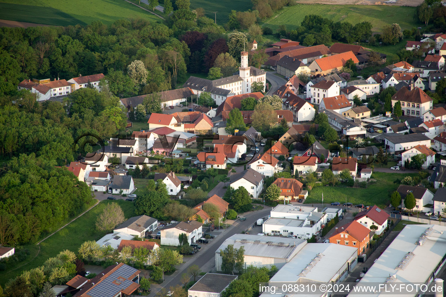 District Hüttenfeld in Lampertheim in the state Hesse, Germany out of the air